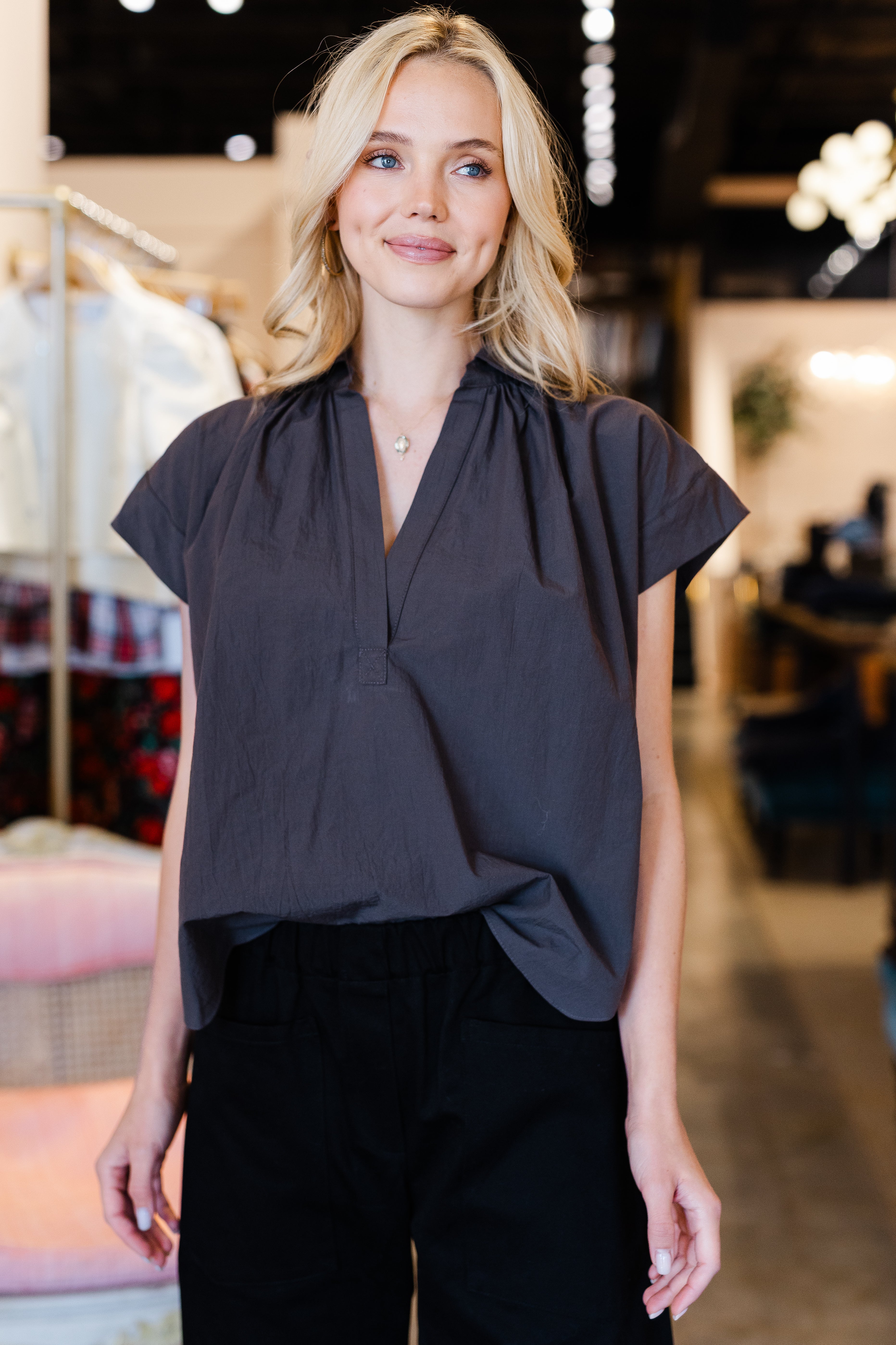 Trinity Top in Brushed Cotton -Chocolate