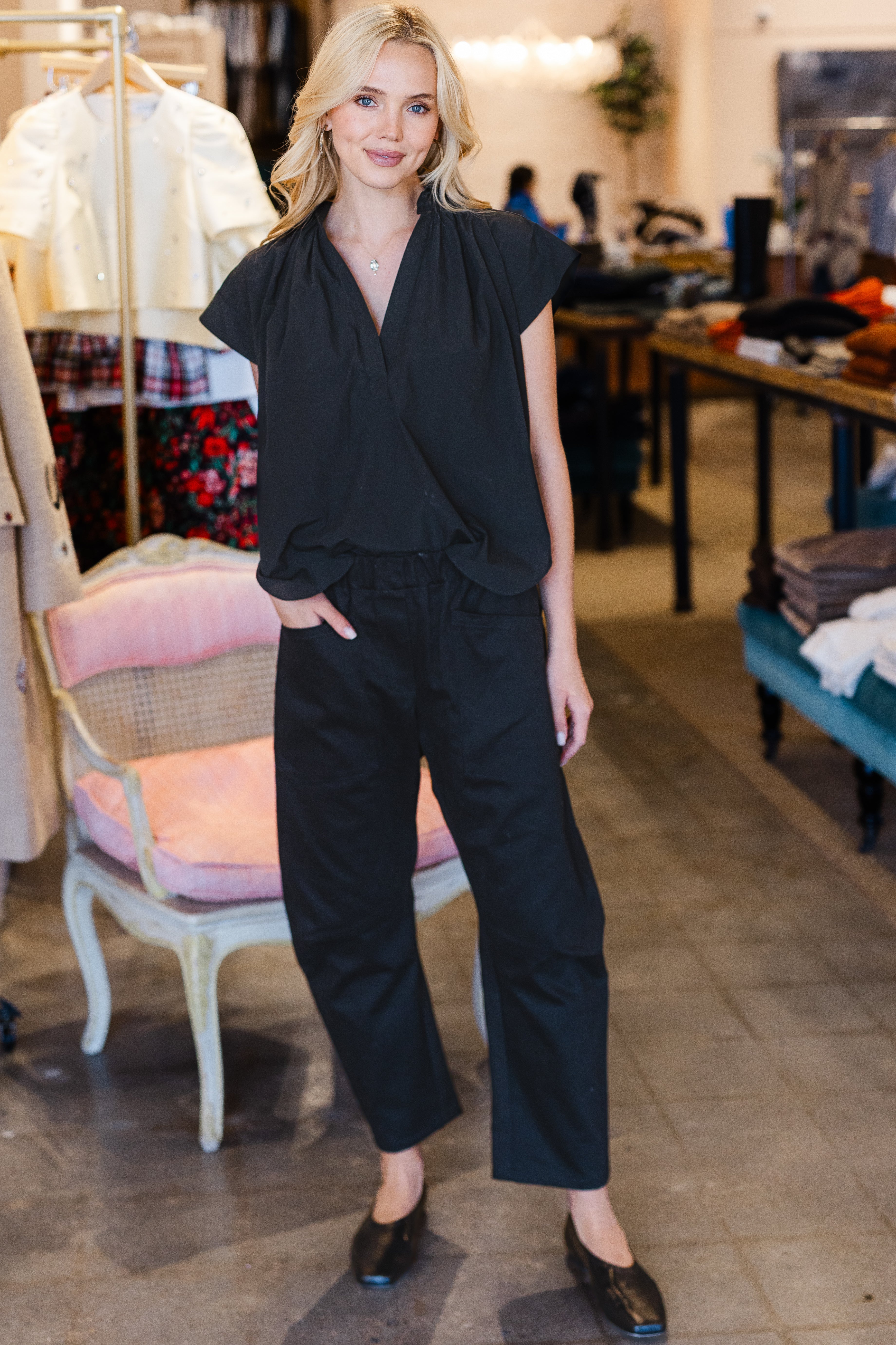 Trinity Top in Brushed Cotton - Black