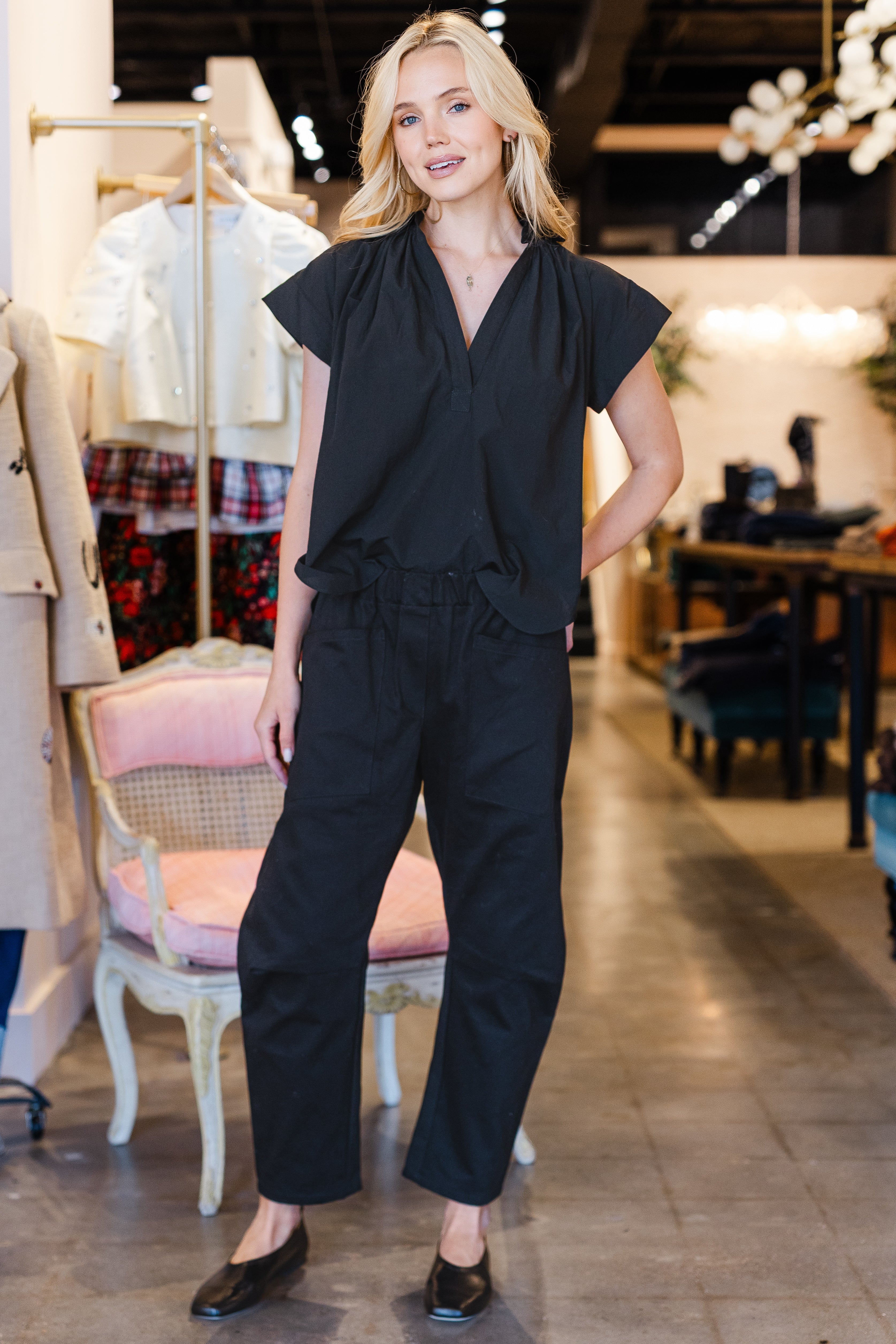 Trinity Top in Brushed Cotton - Black