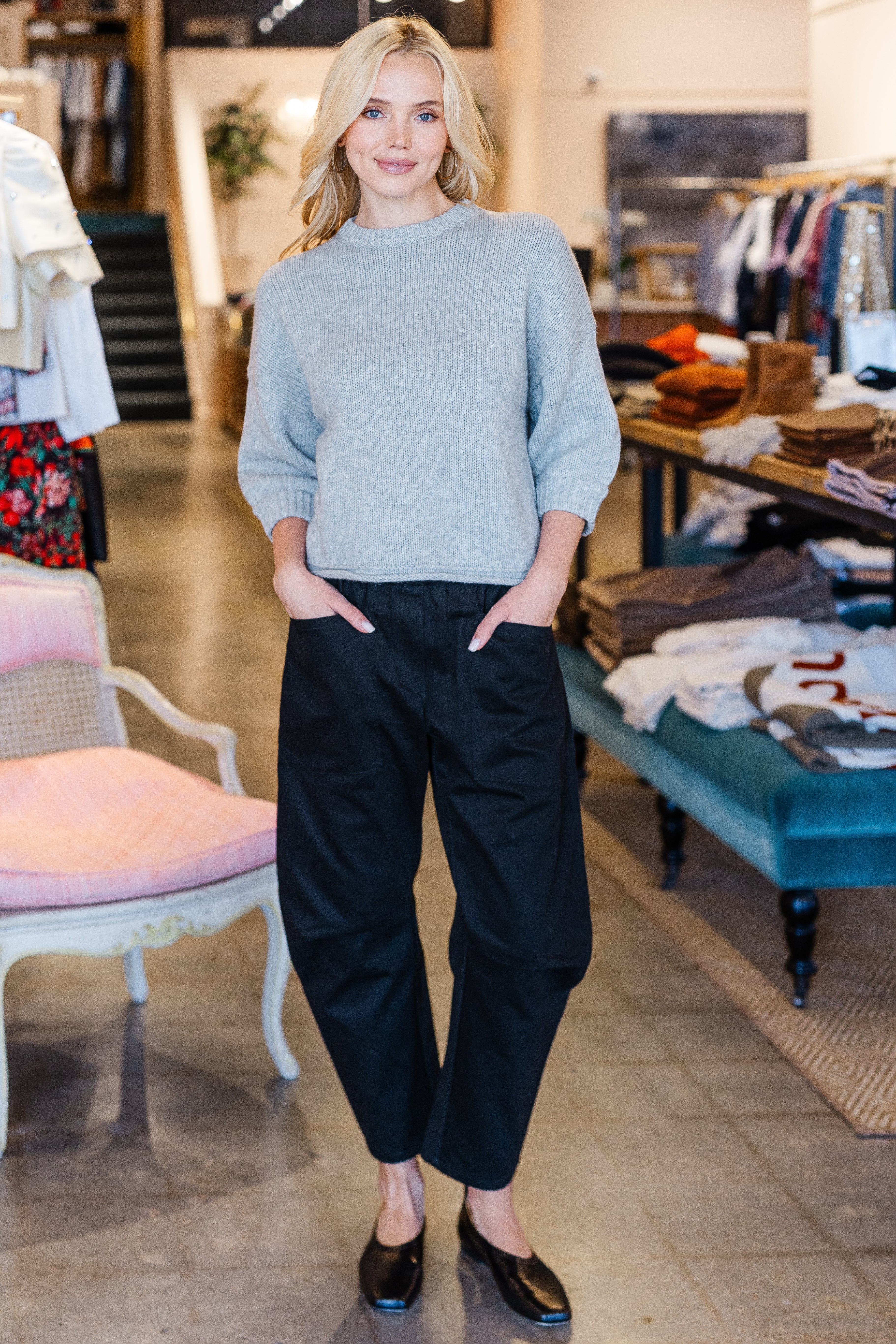 3/4 Sleeve Sweater - Grey