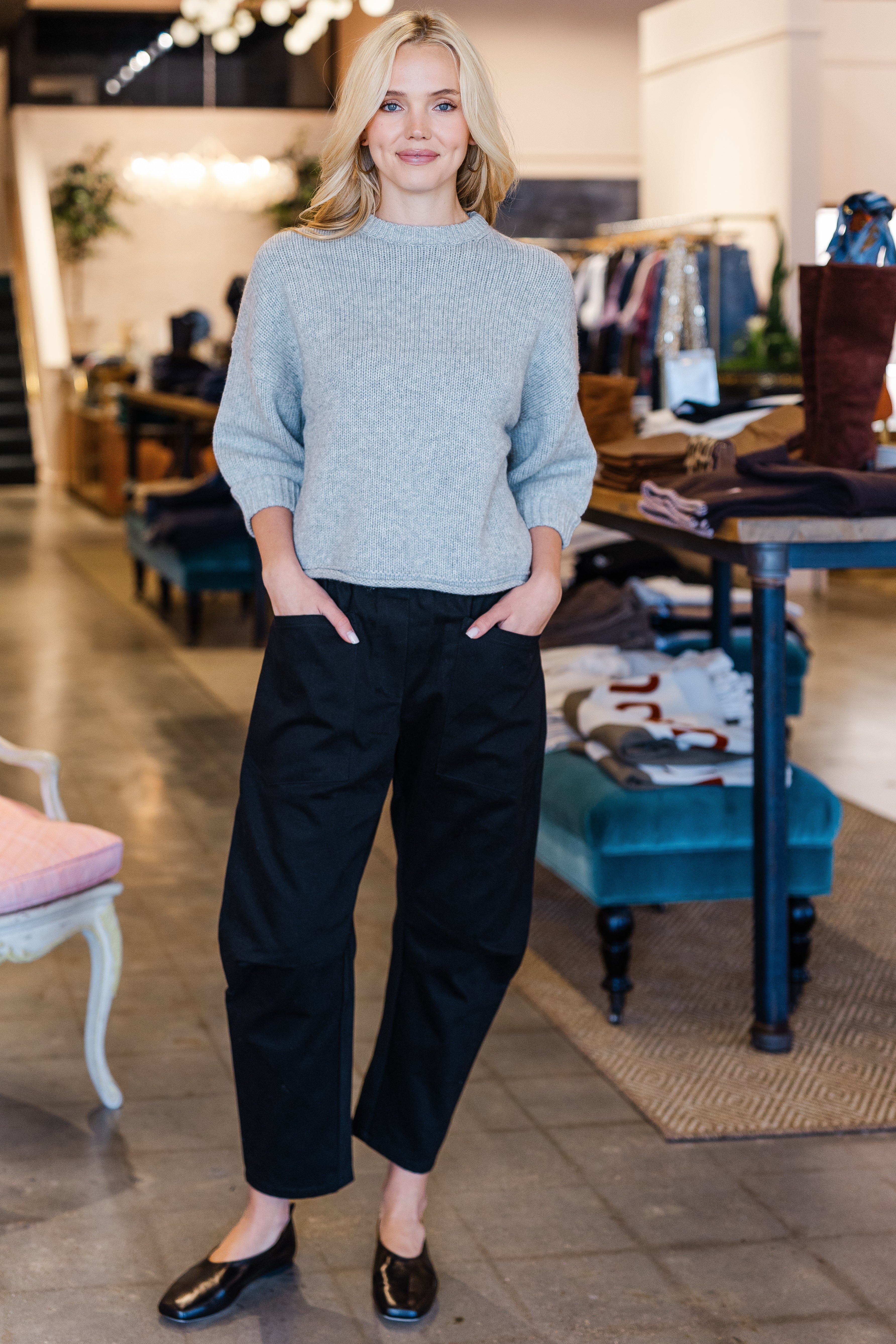 3/4 Sleeve Sweater - Grey