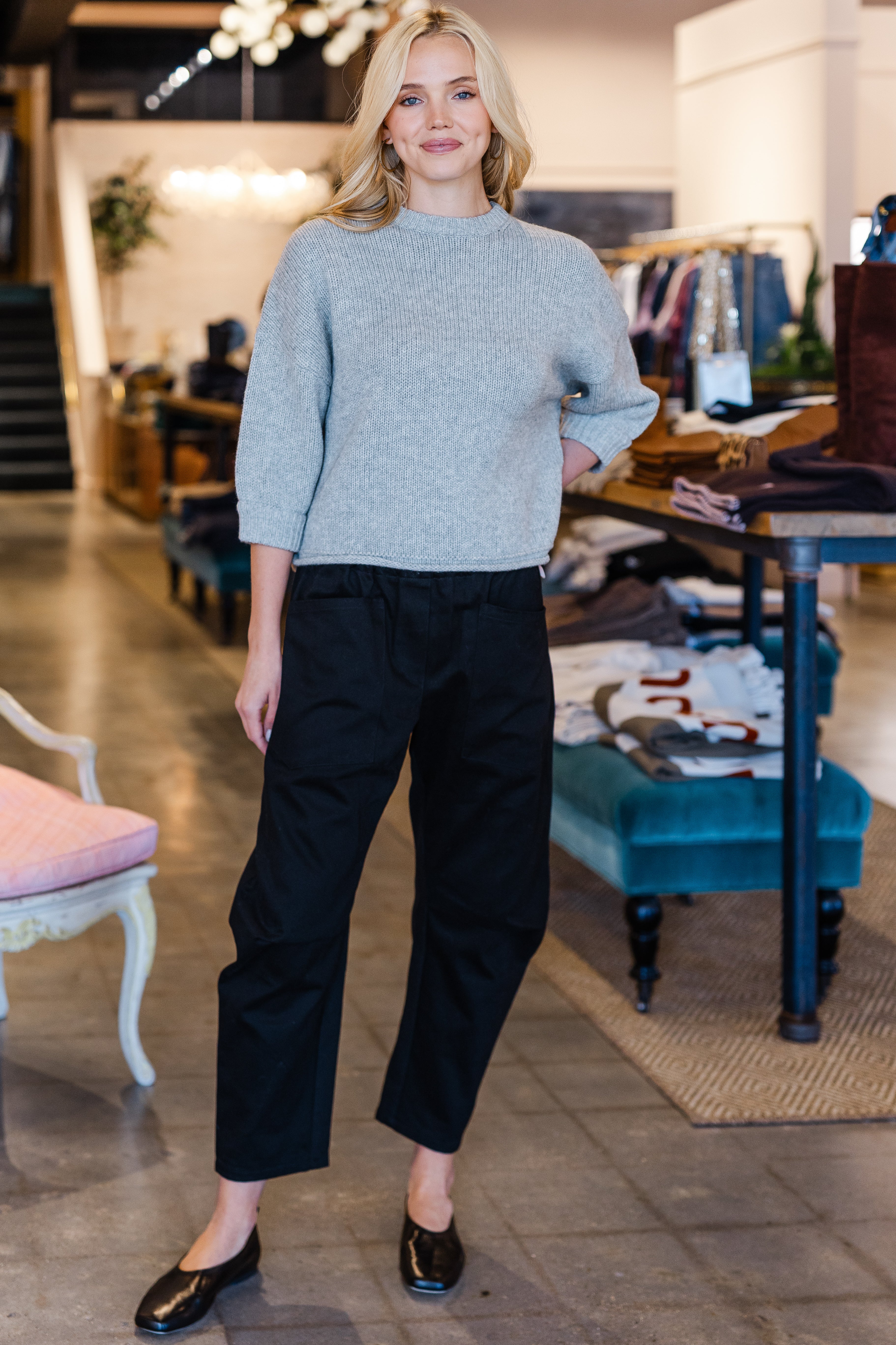 3/4 Sleeve Sweater - Grey