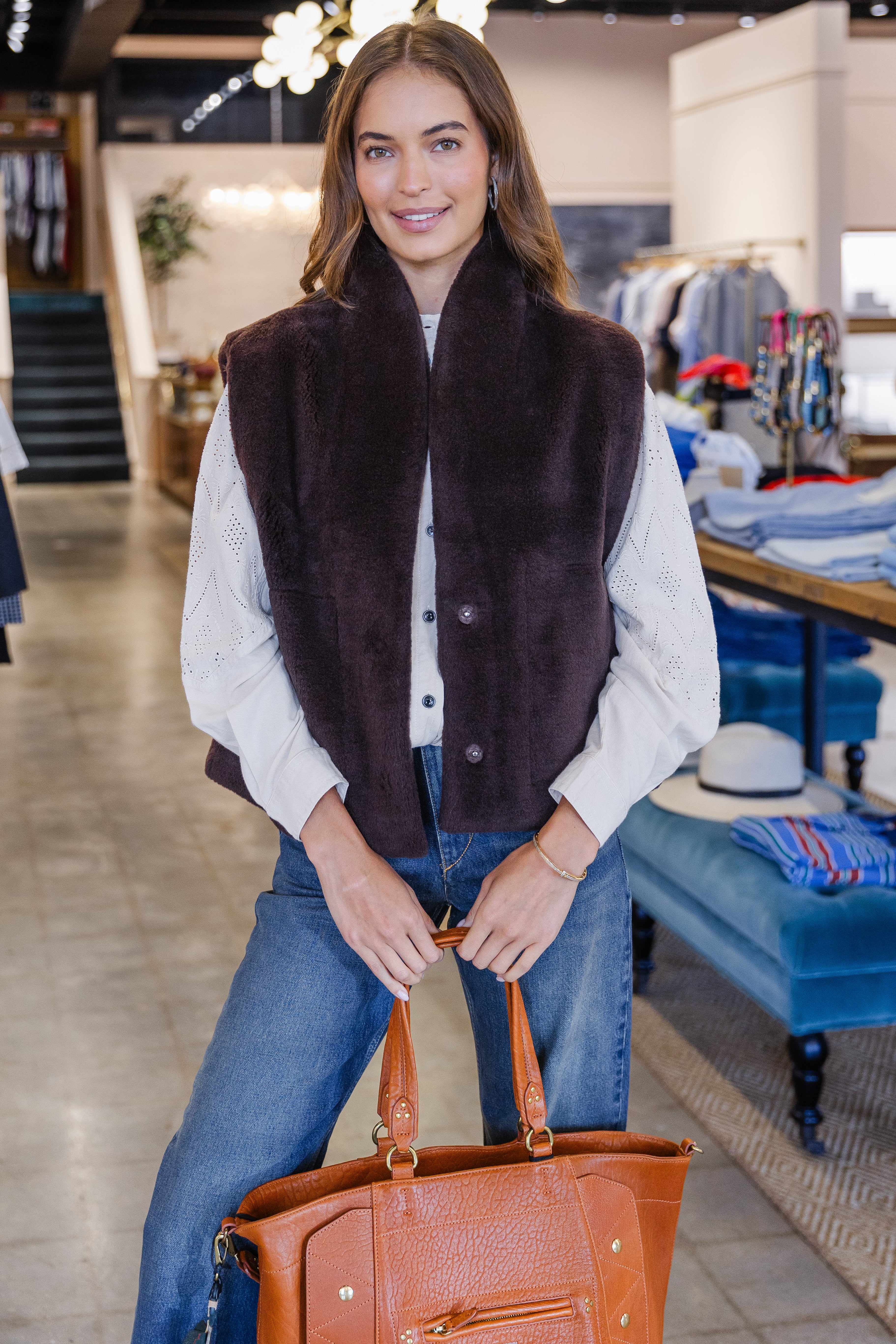 Annie Reversible Vest- Brown