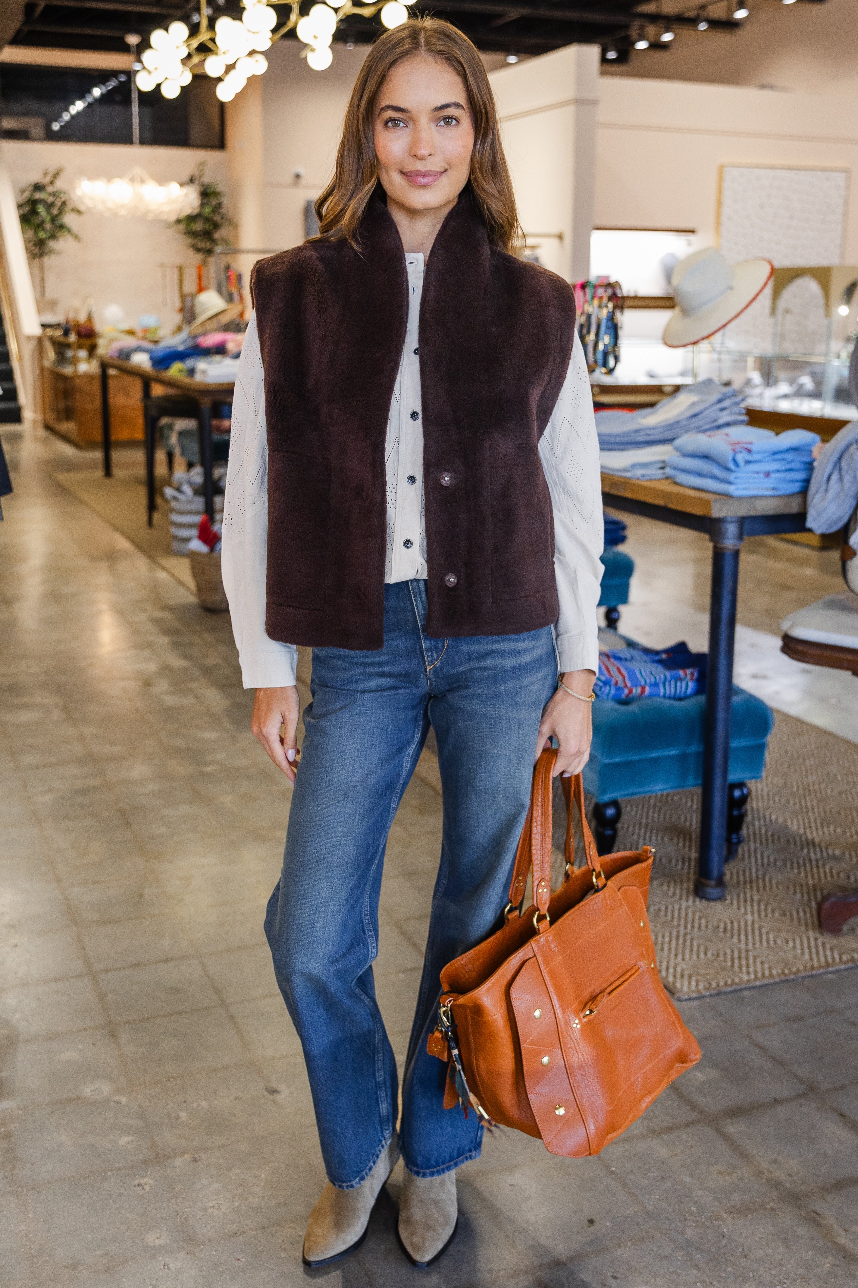 Annie Reversible Vest- Brown