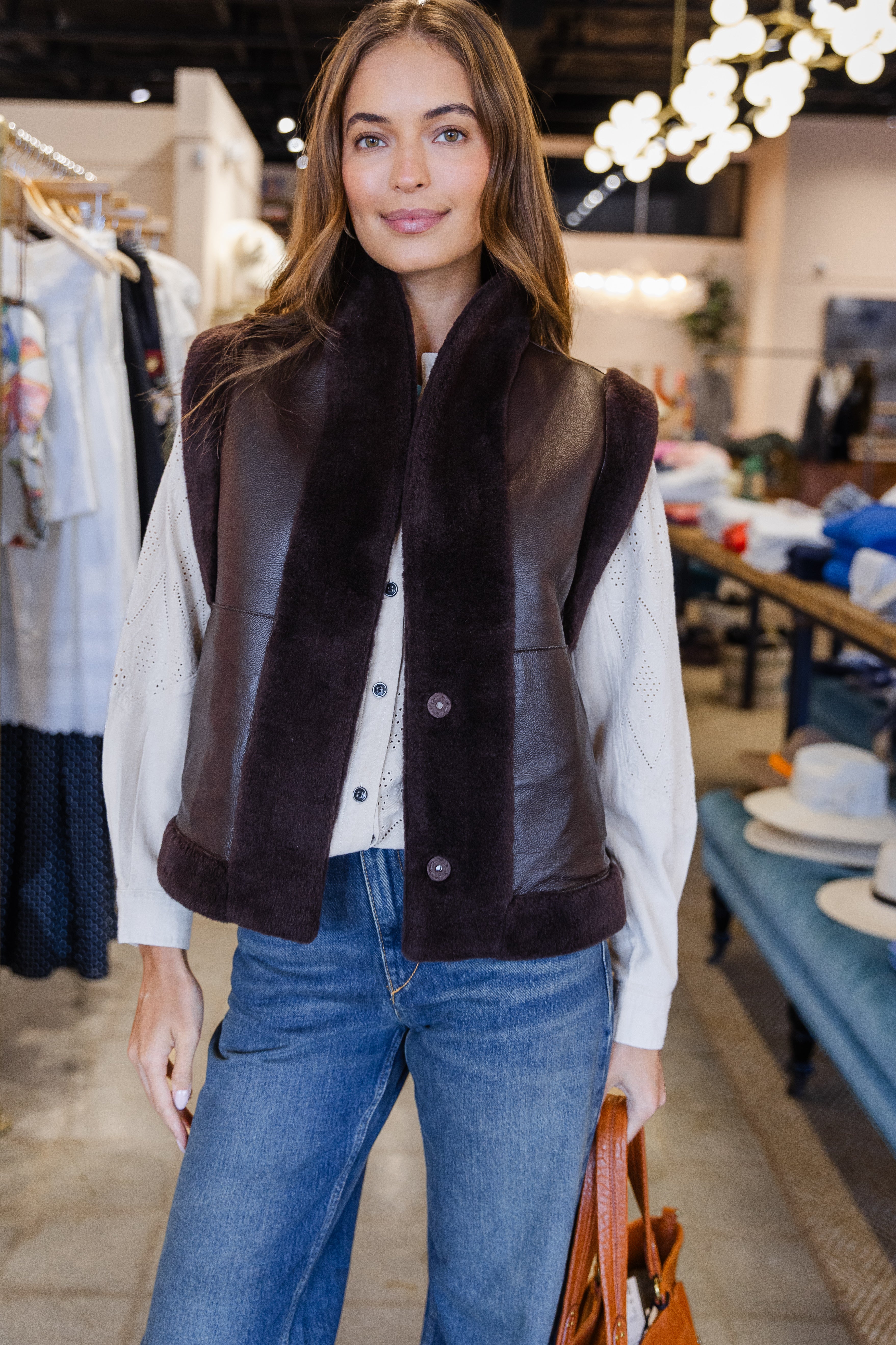 Annie Reversible Vest- Brown