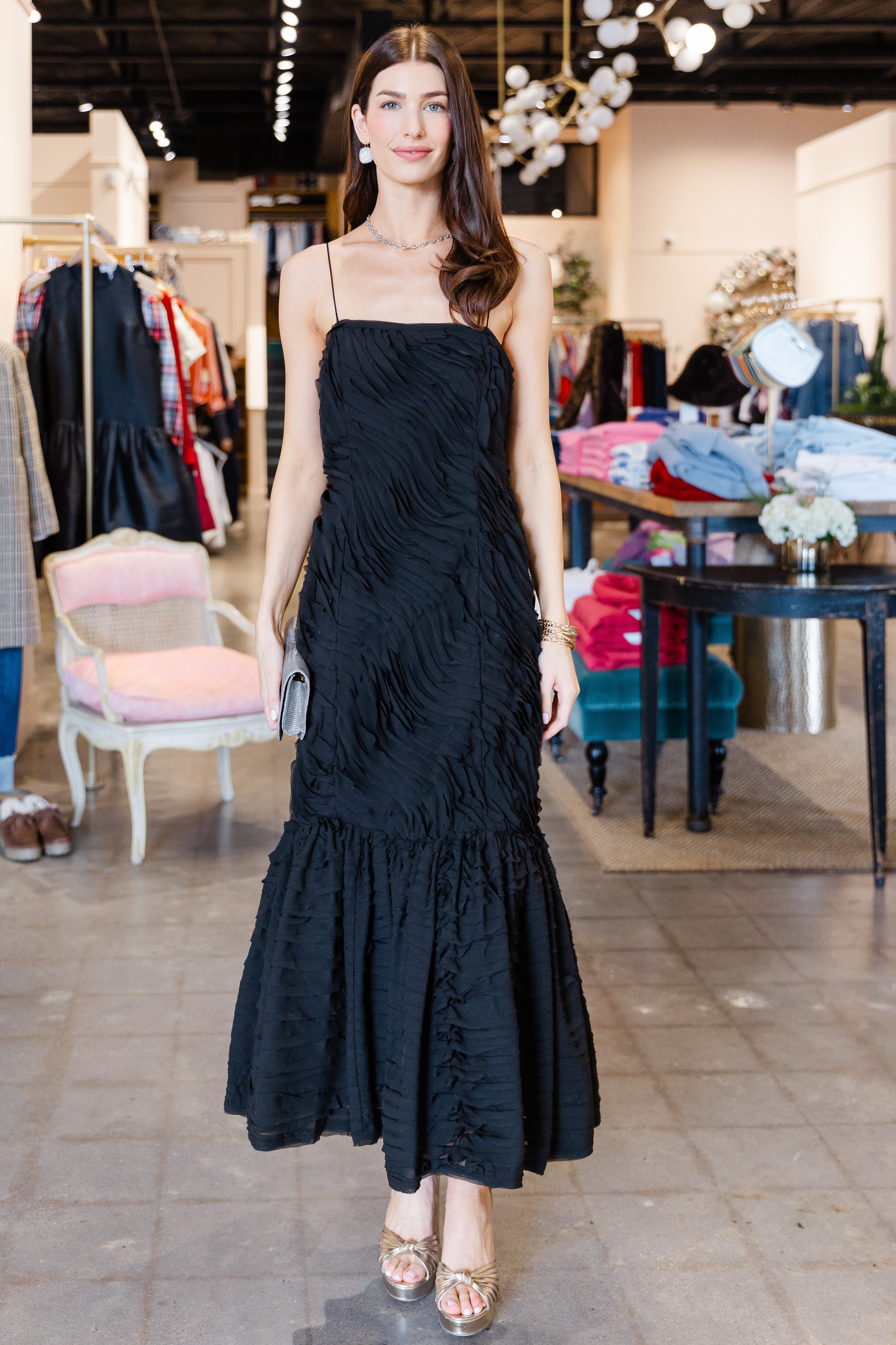 Augustina Cami Long Trumpet Dress - Noir