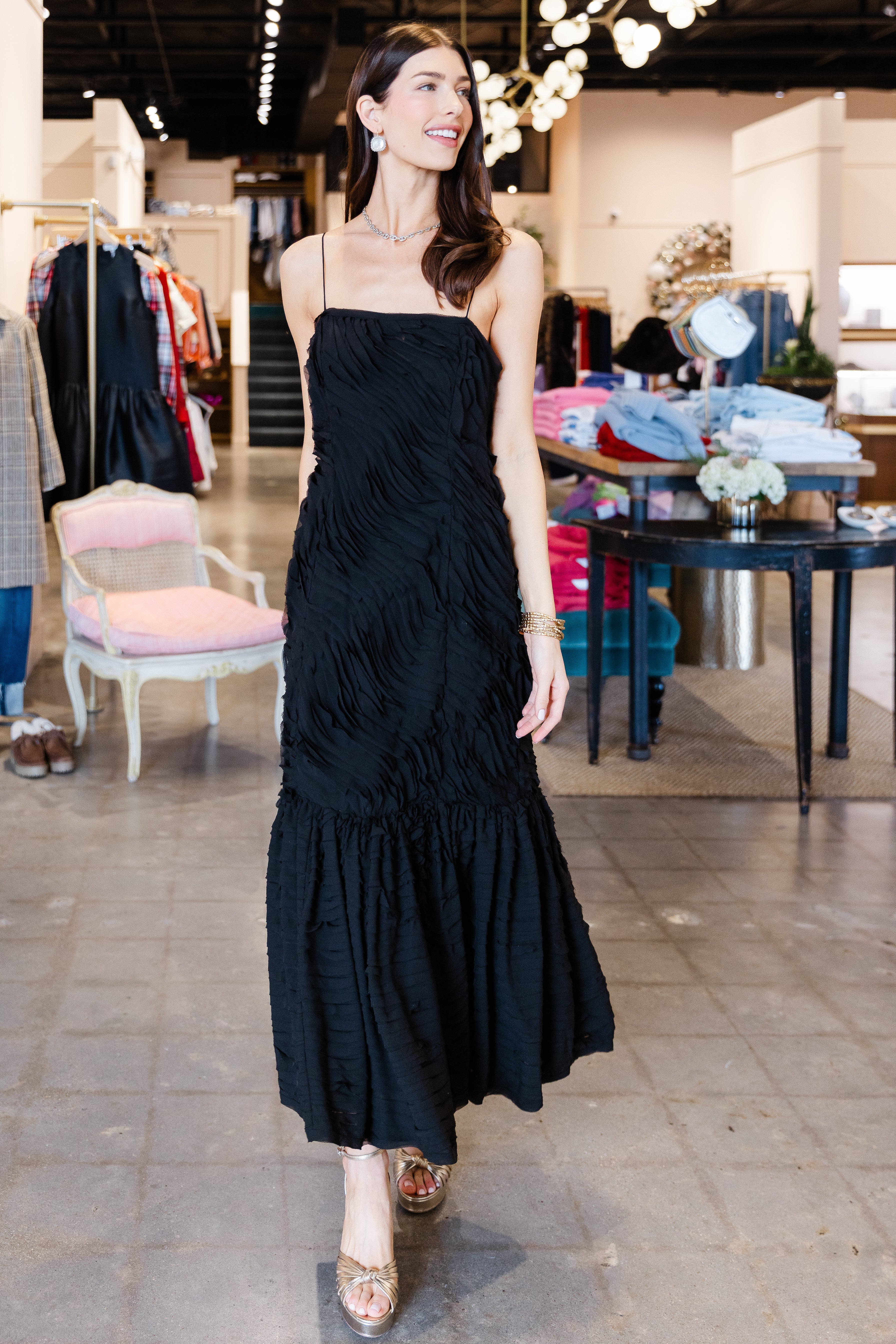 Augustina Cami Long Trumpet Dress - Noir