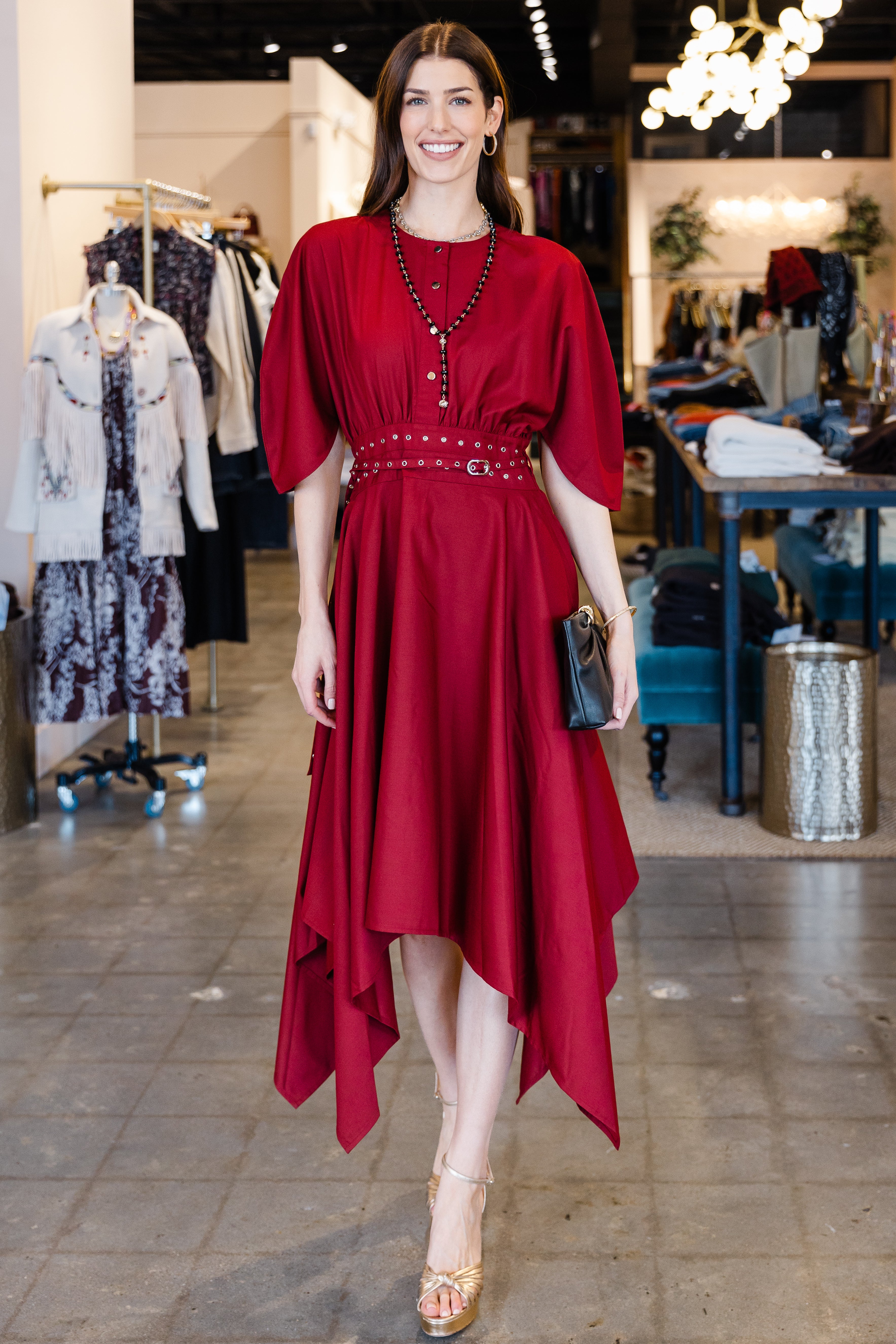 Wrapfall Dress - Maroon