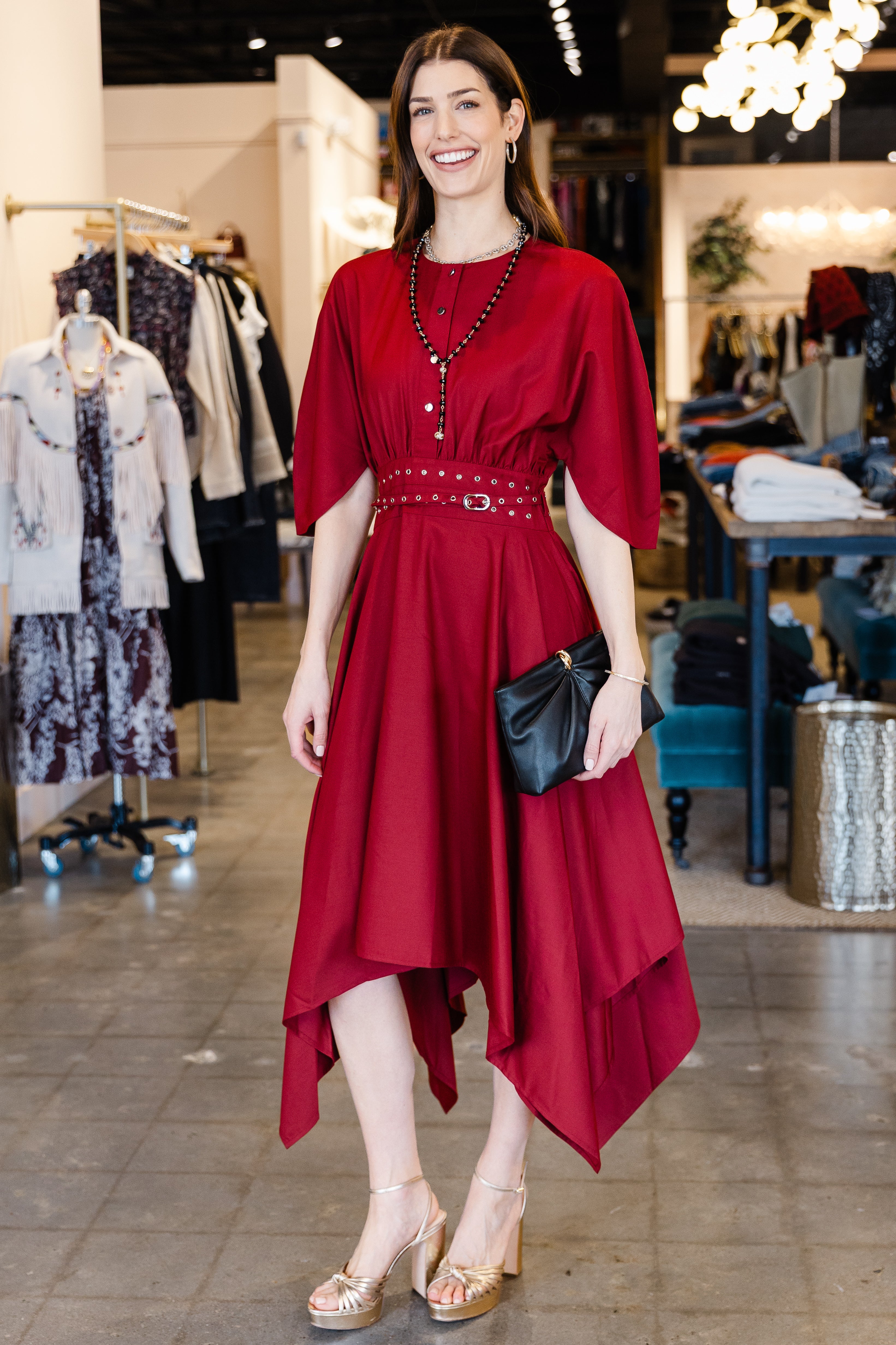 Wrapfall Dress - Maroon