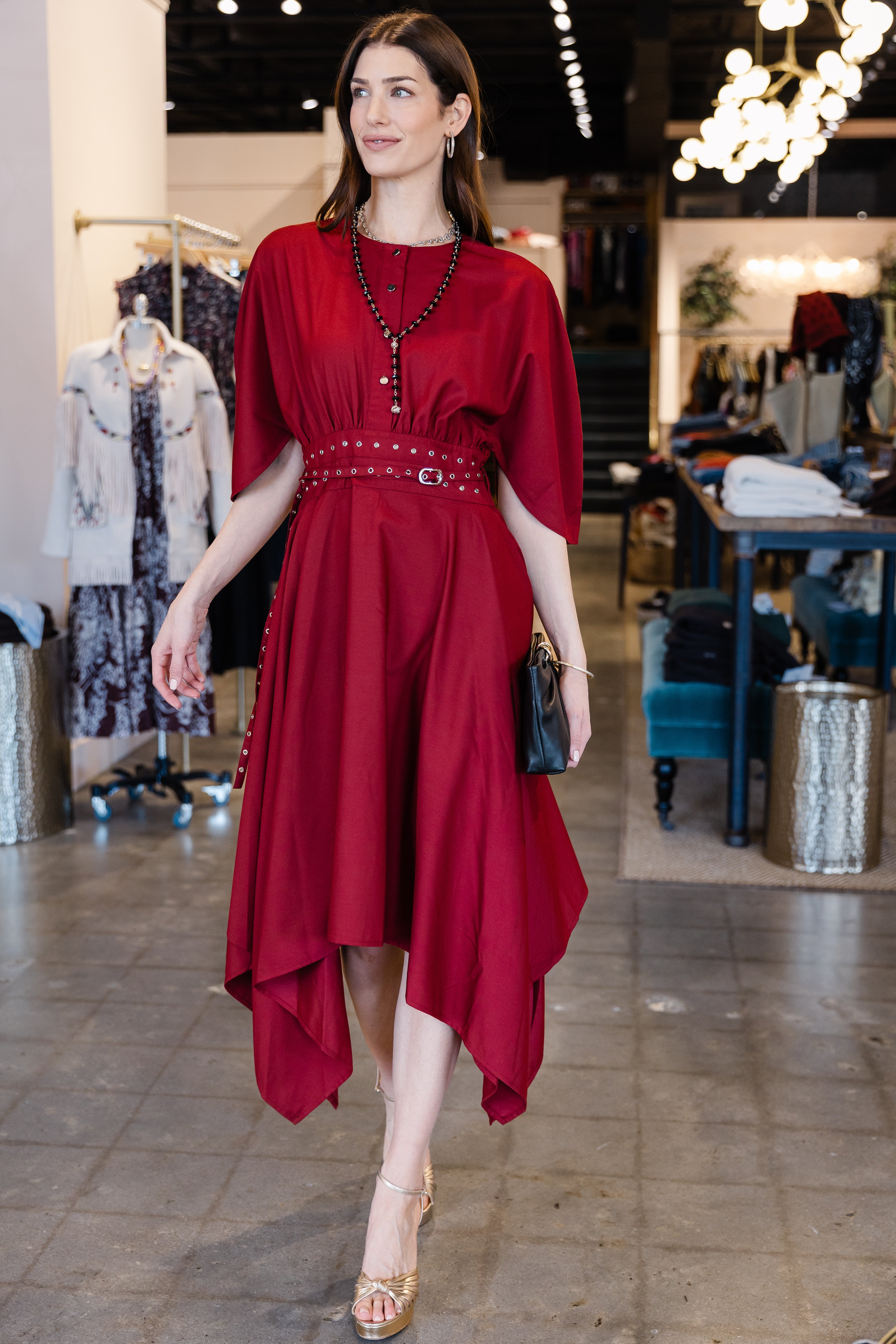 Wrapfall Dress - Maroon