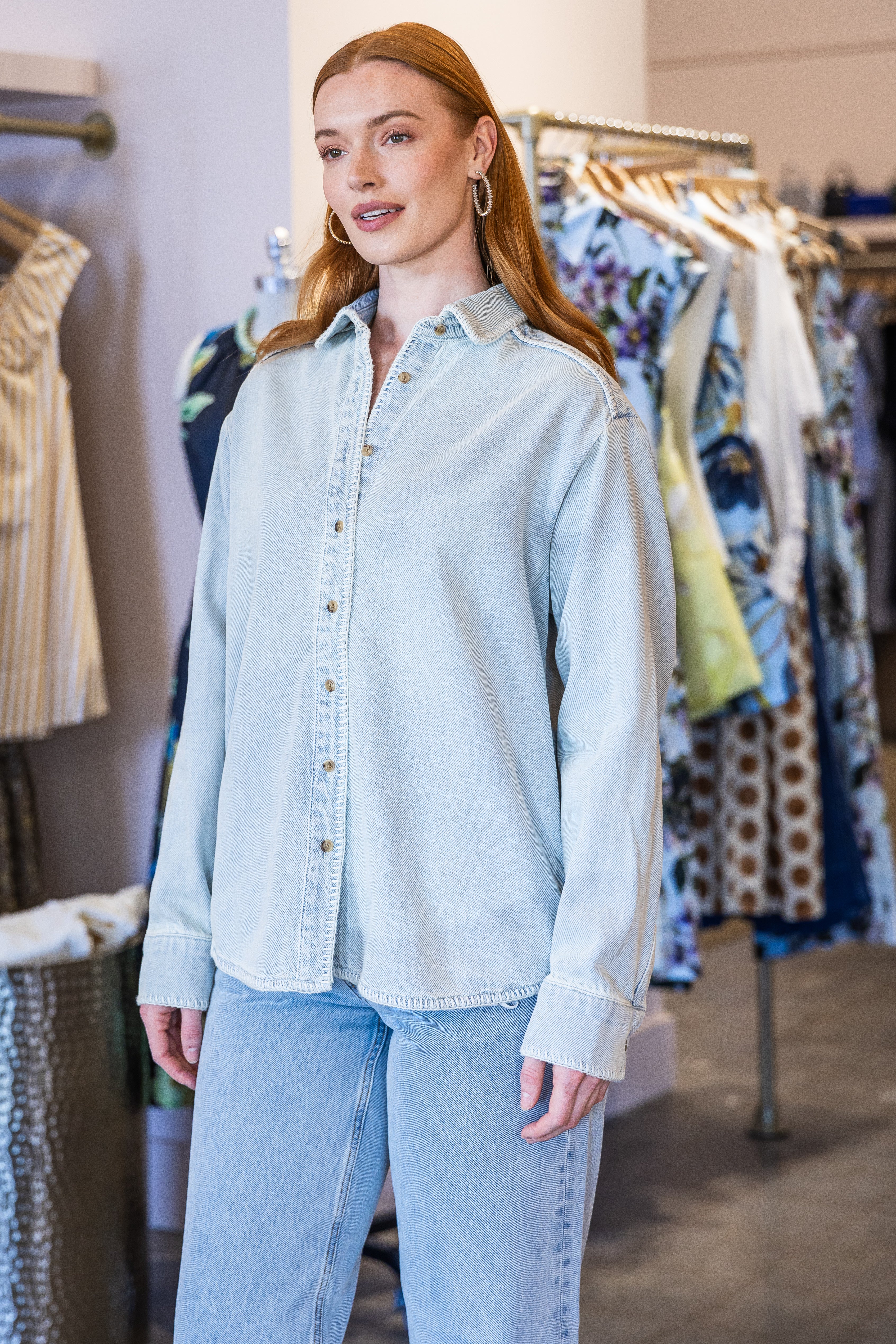 Western Shirt In Cloud Vintage Blue - Cloud Vintage Blue