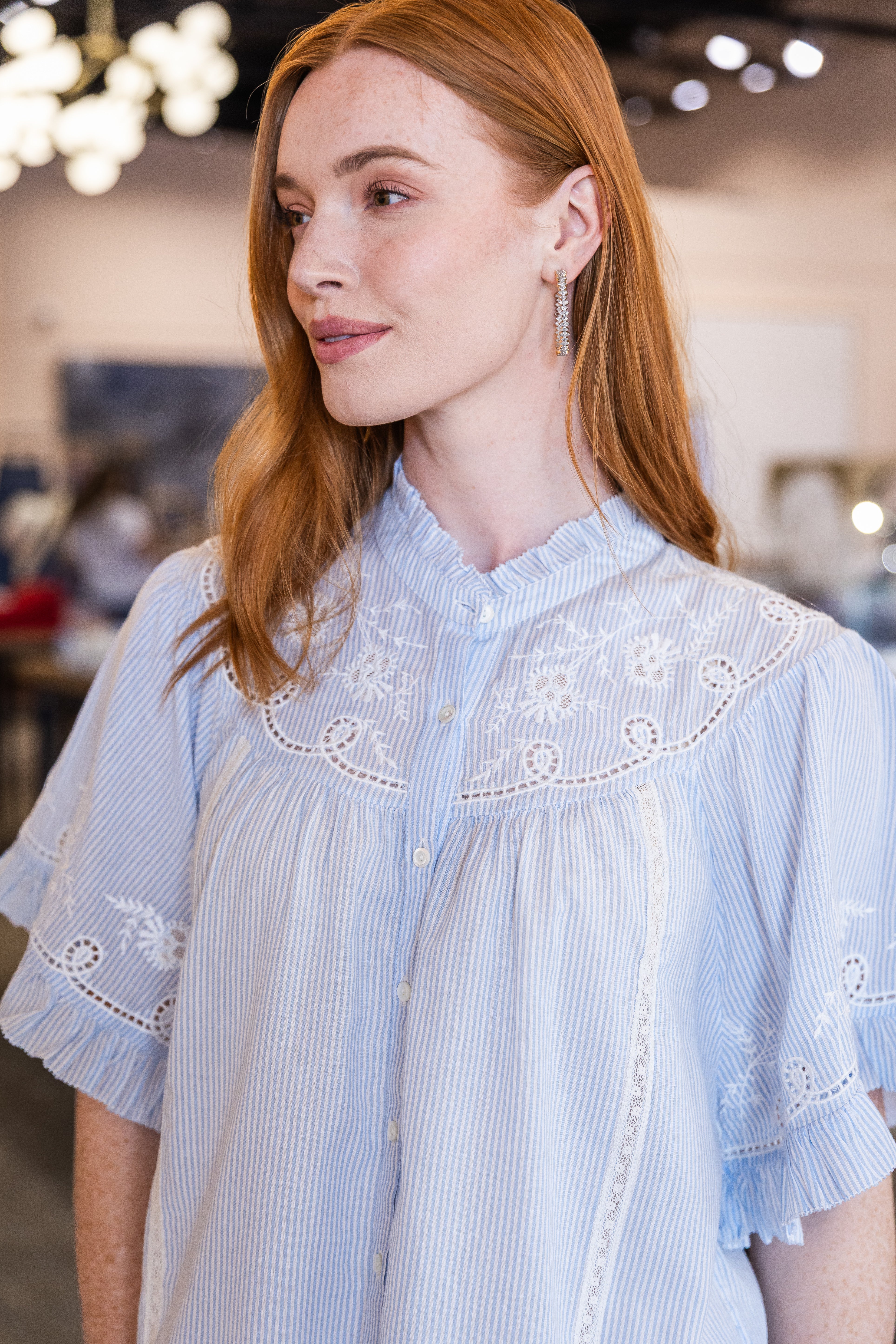 Mae Shirt - Blue White Stripe