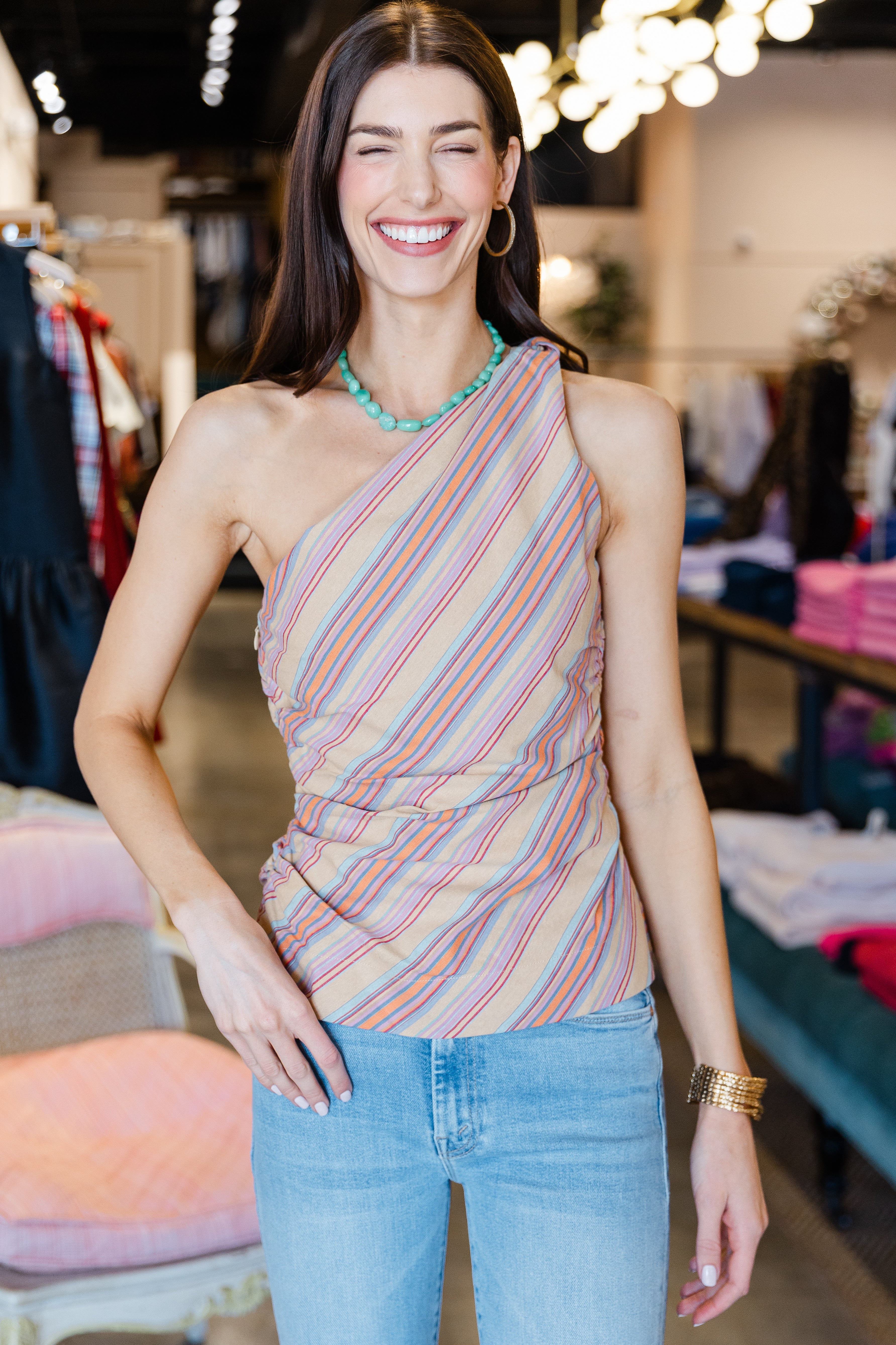 Aurora Top - Agua Stripe Mustard