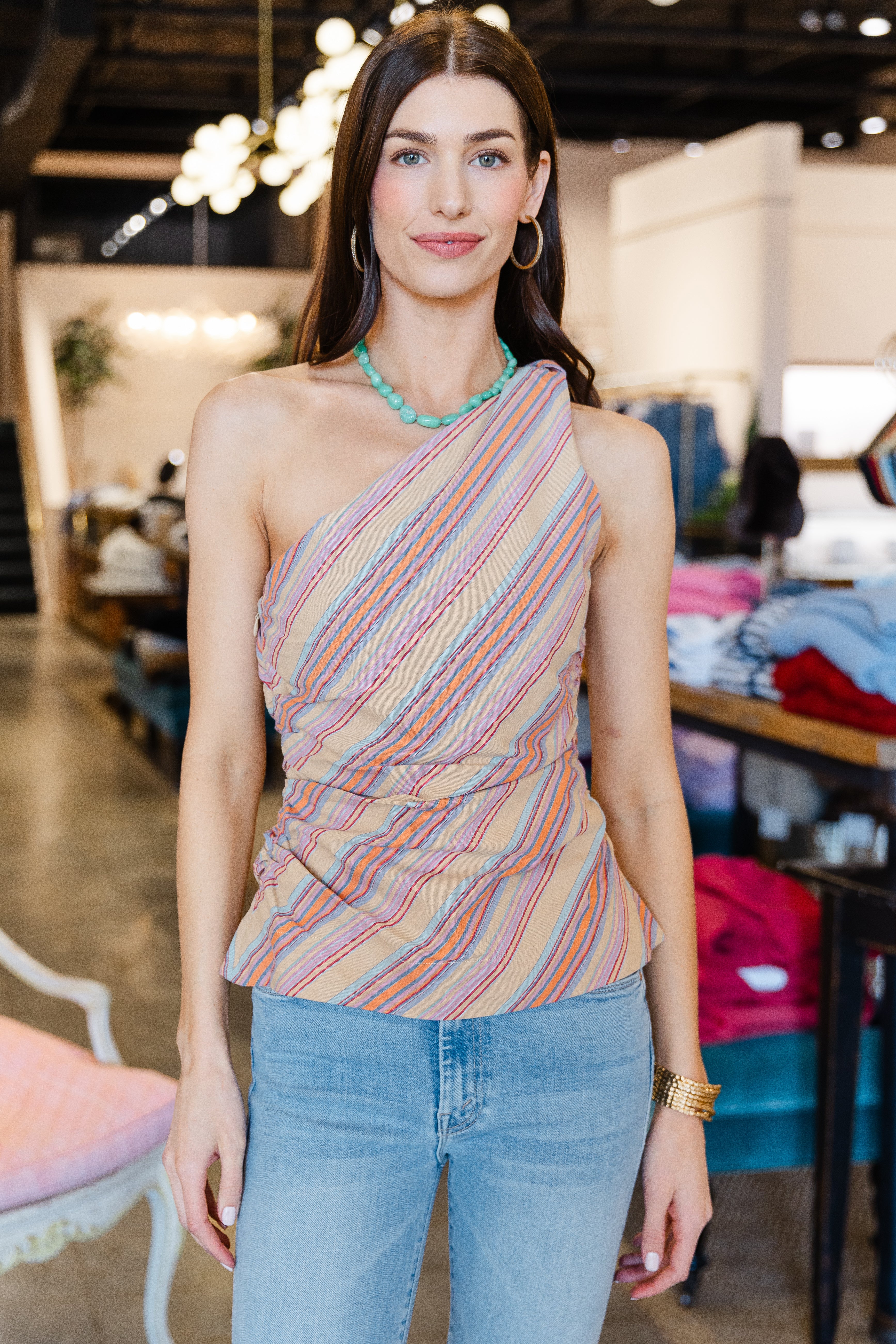 Aurora Top - Agua Stripe Mustard