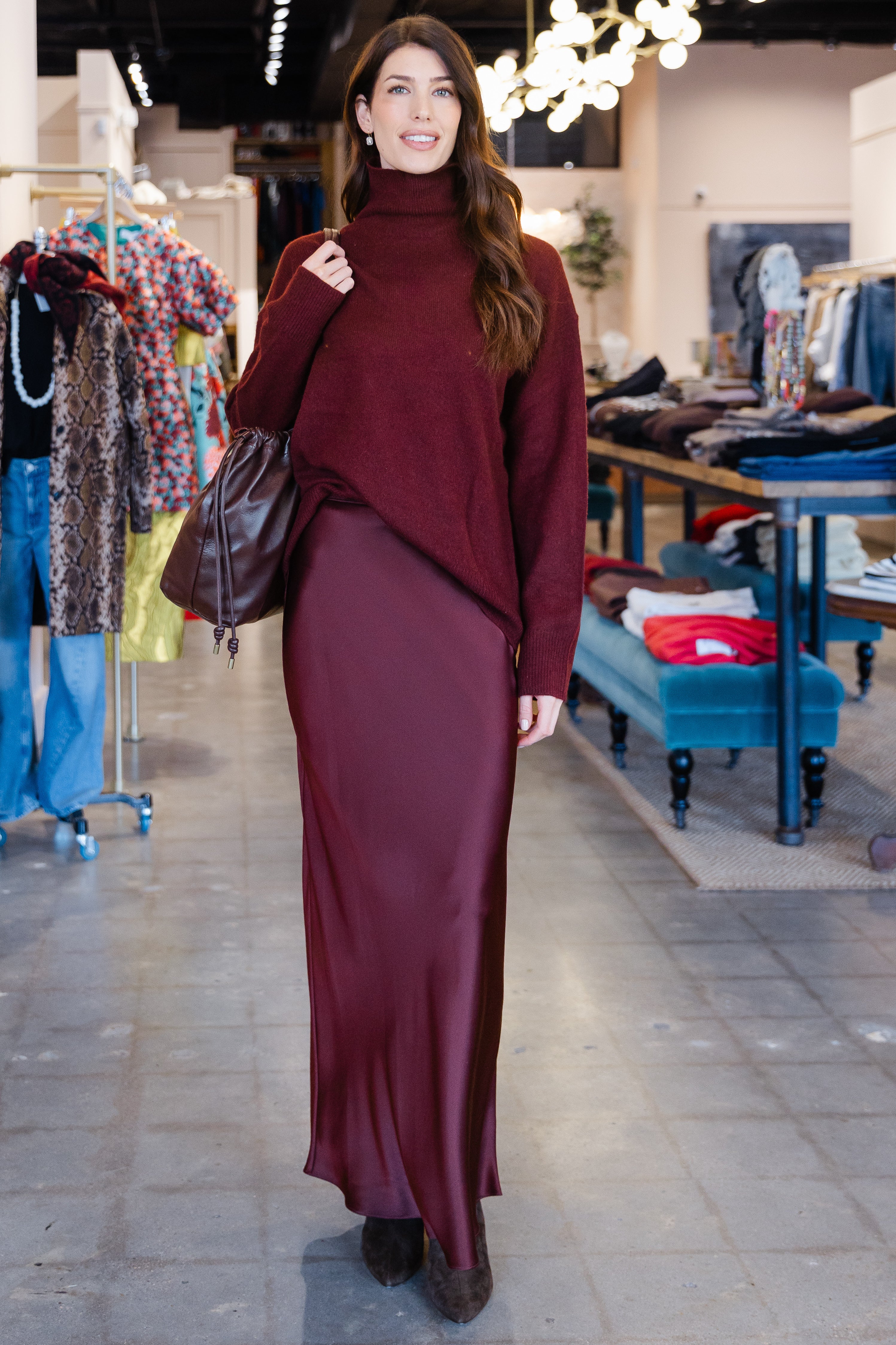 Filomena Slouchy Turtleneck - Cabernet