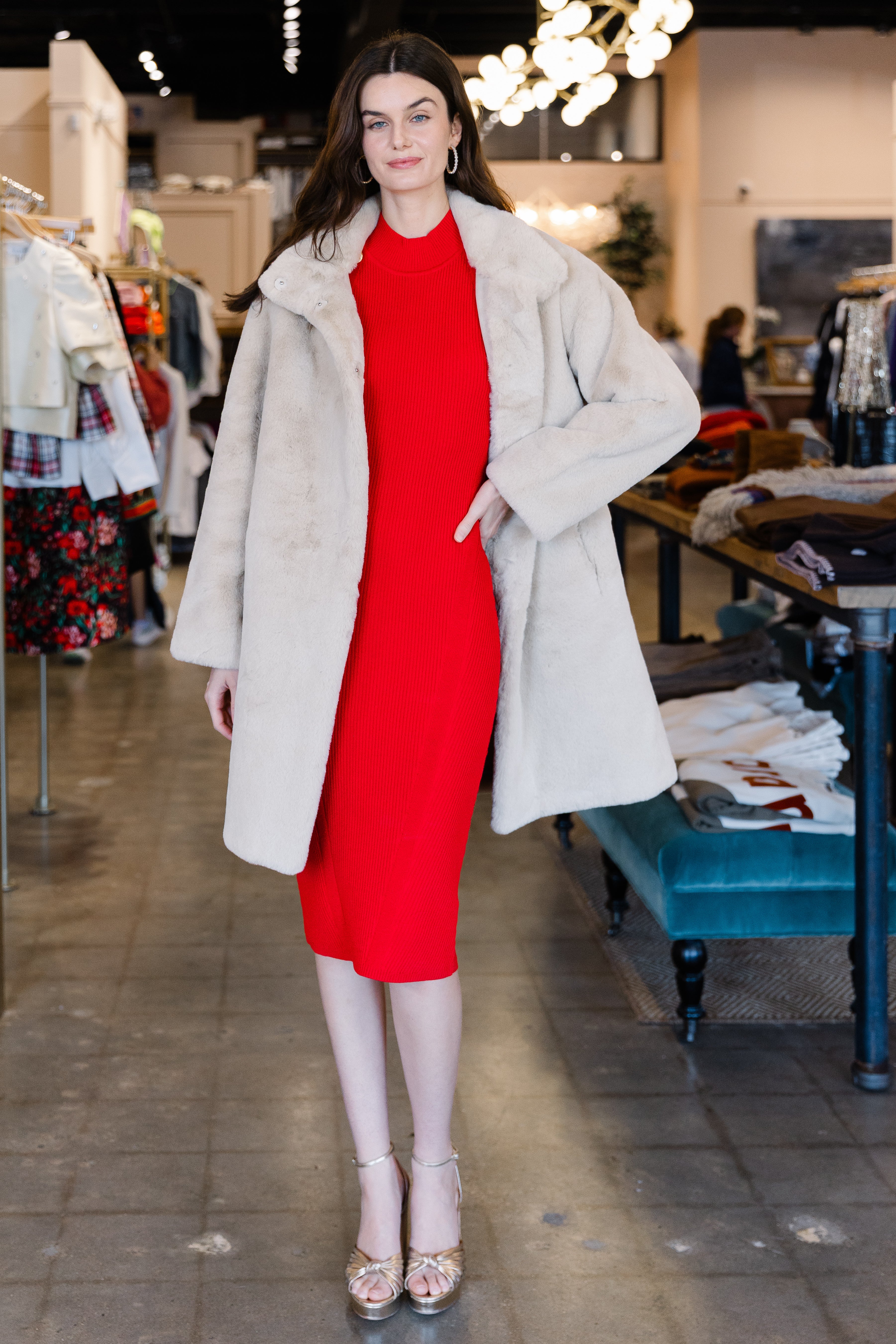 Nunzia Knit Dress - Metallic Fiery Red