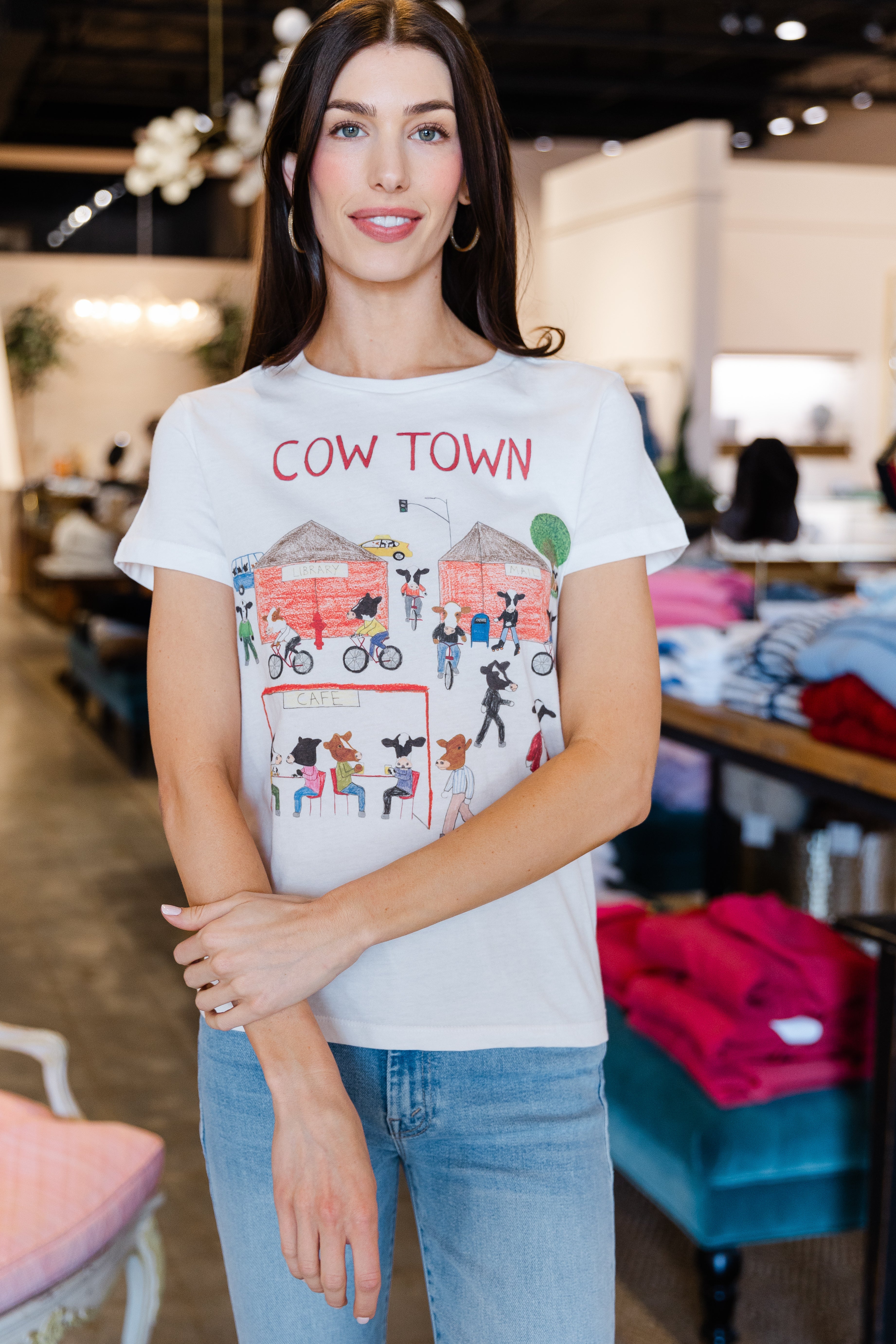 Cow Town Womens T-Shirt - White