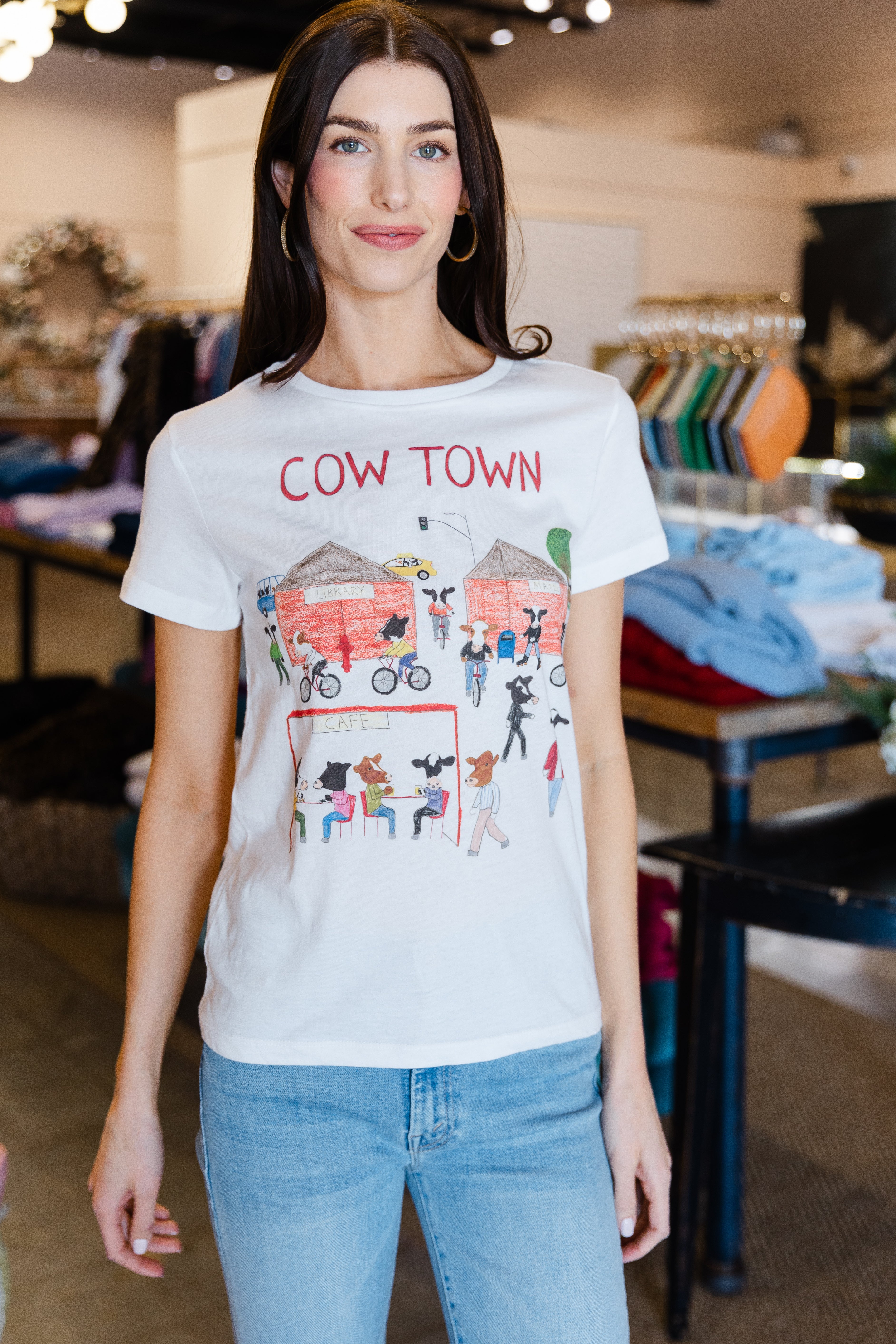Cow Town Womens T-Shirt - White