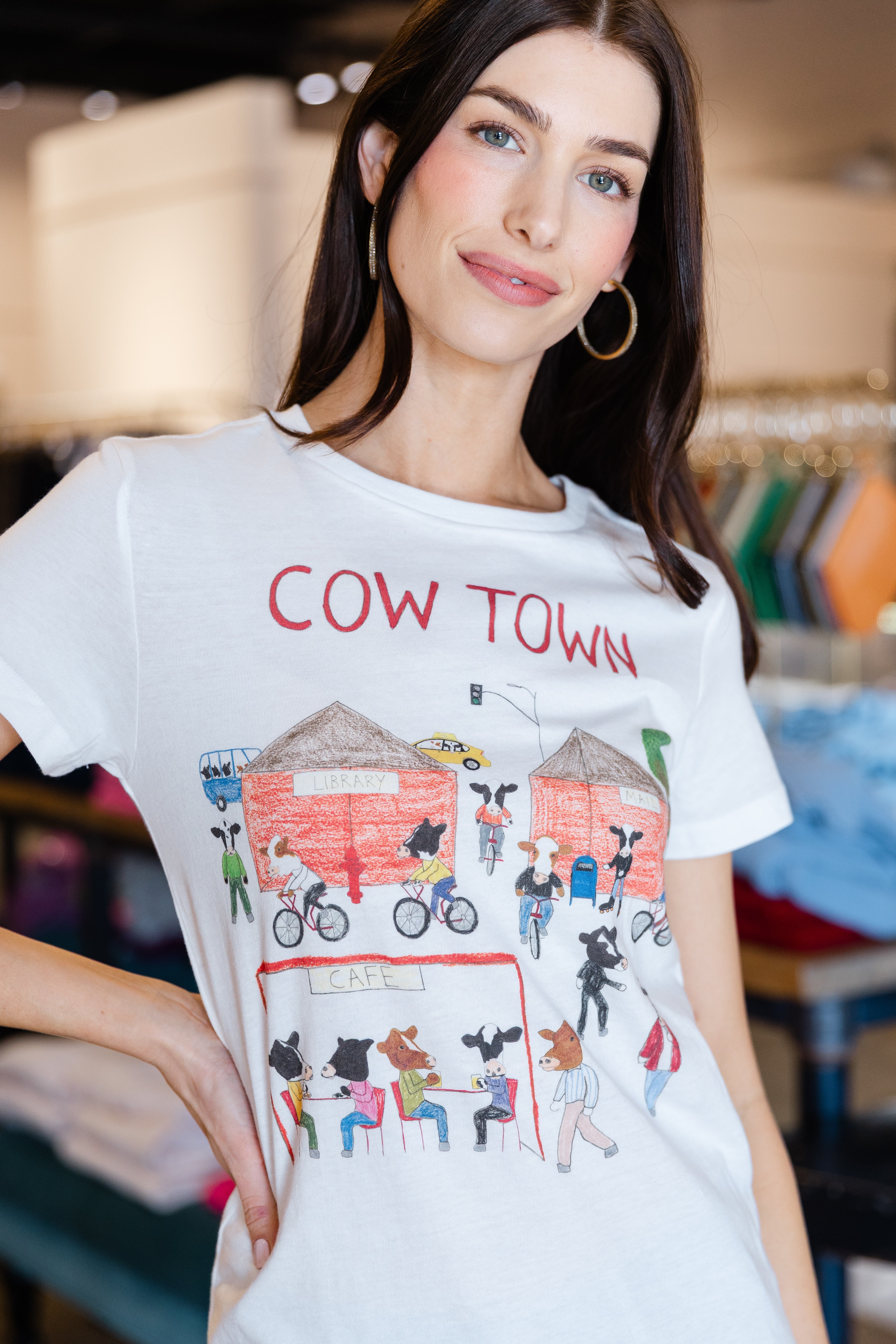 Cow Town Womens T-Shirt - White