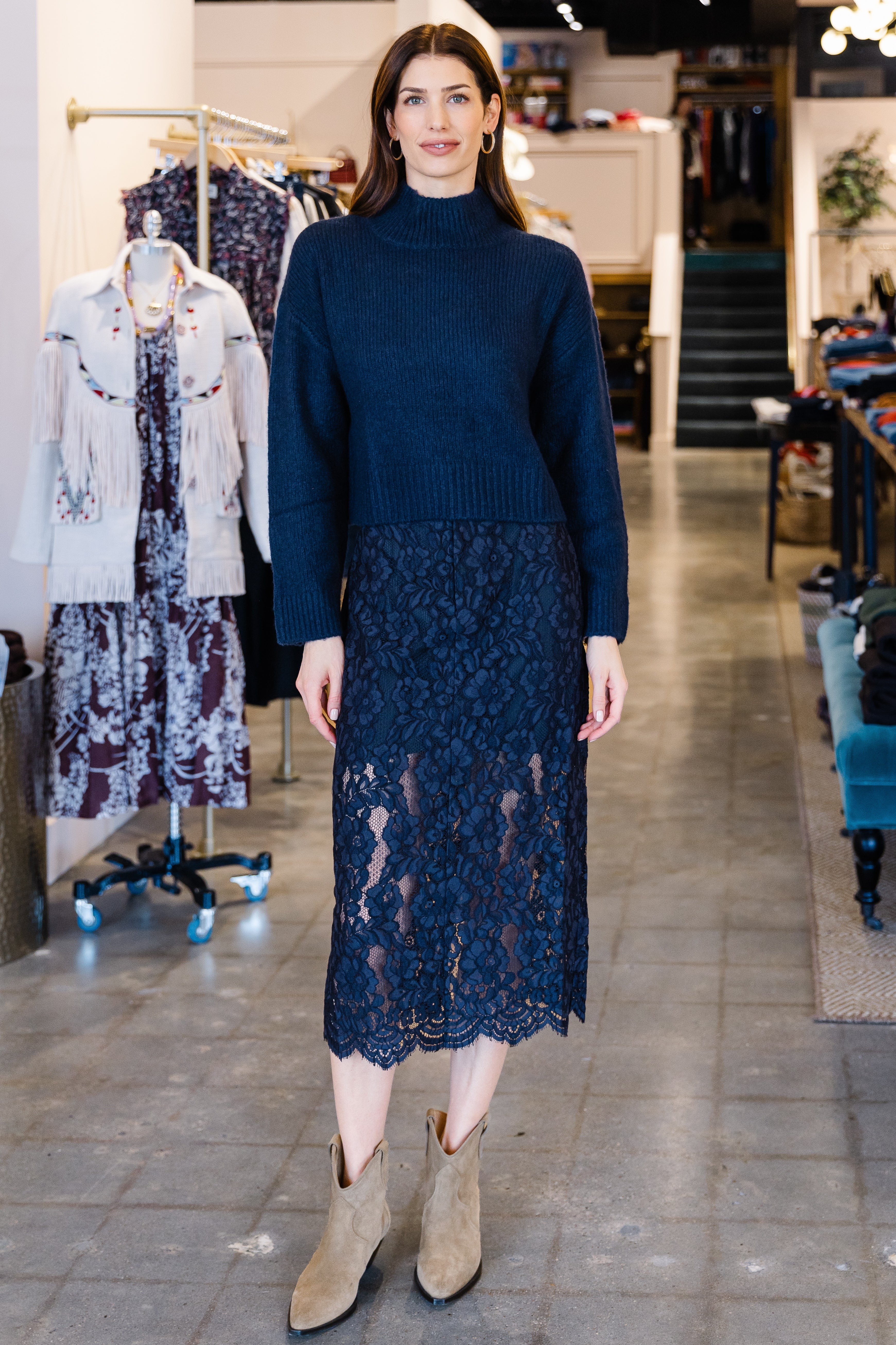 Osmond Lace Skirt - Navy