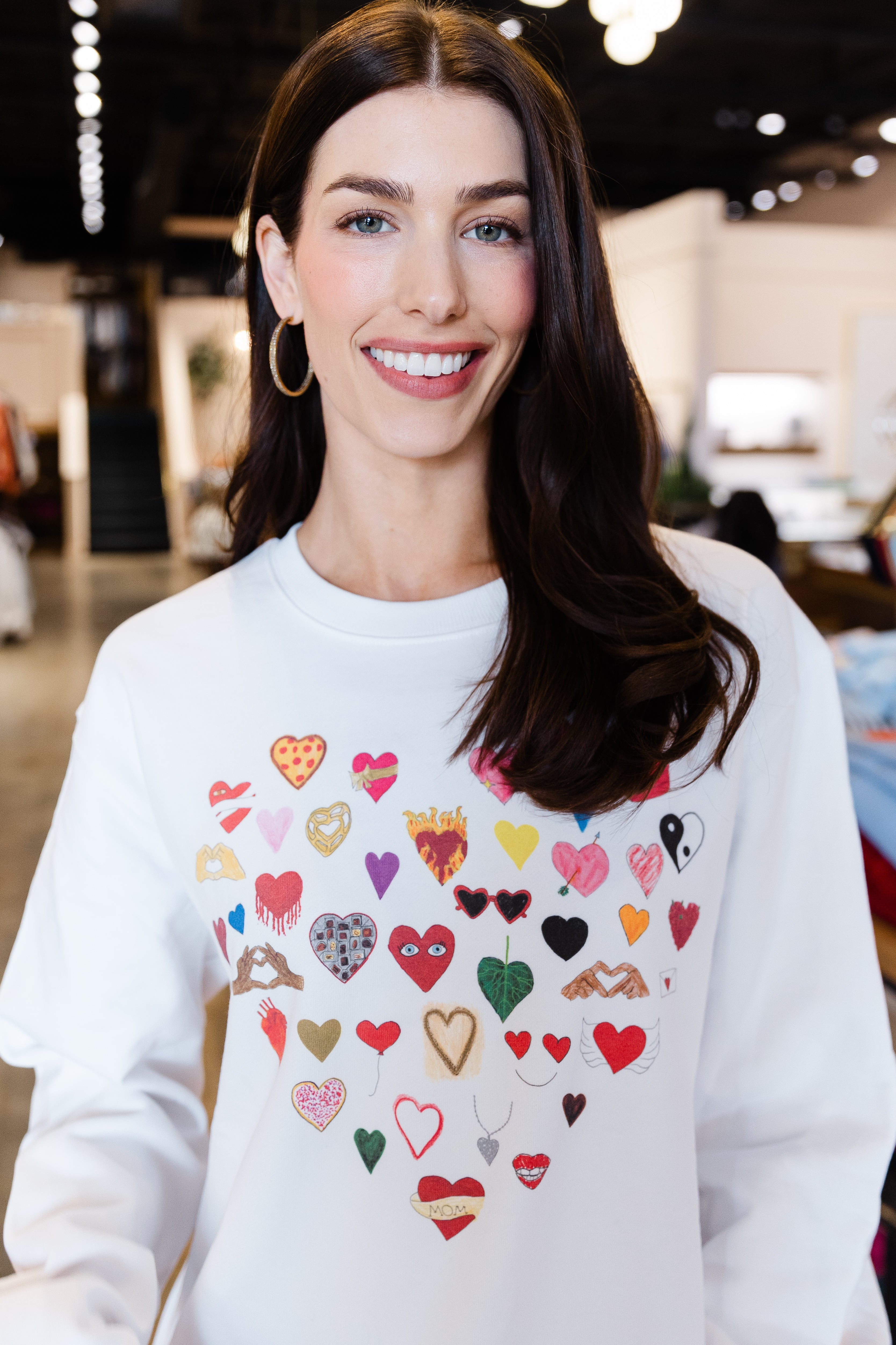 Hearts Mens Crewneck Sweatshirt - White