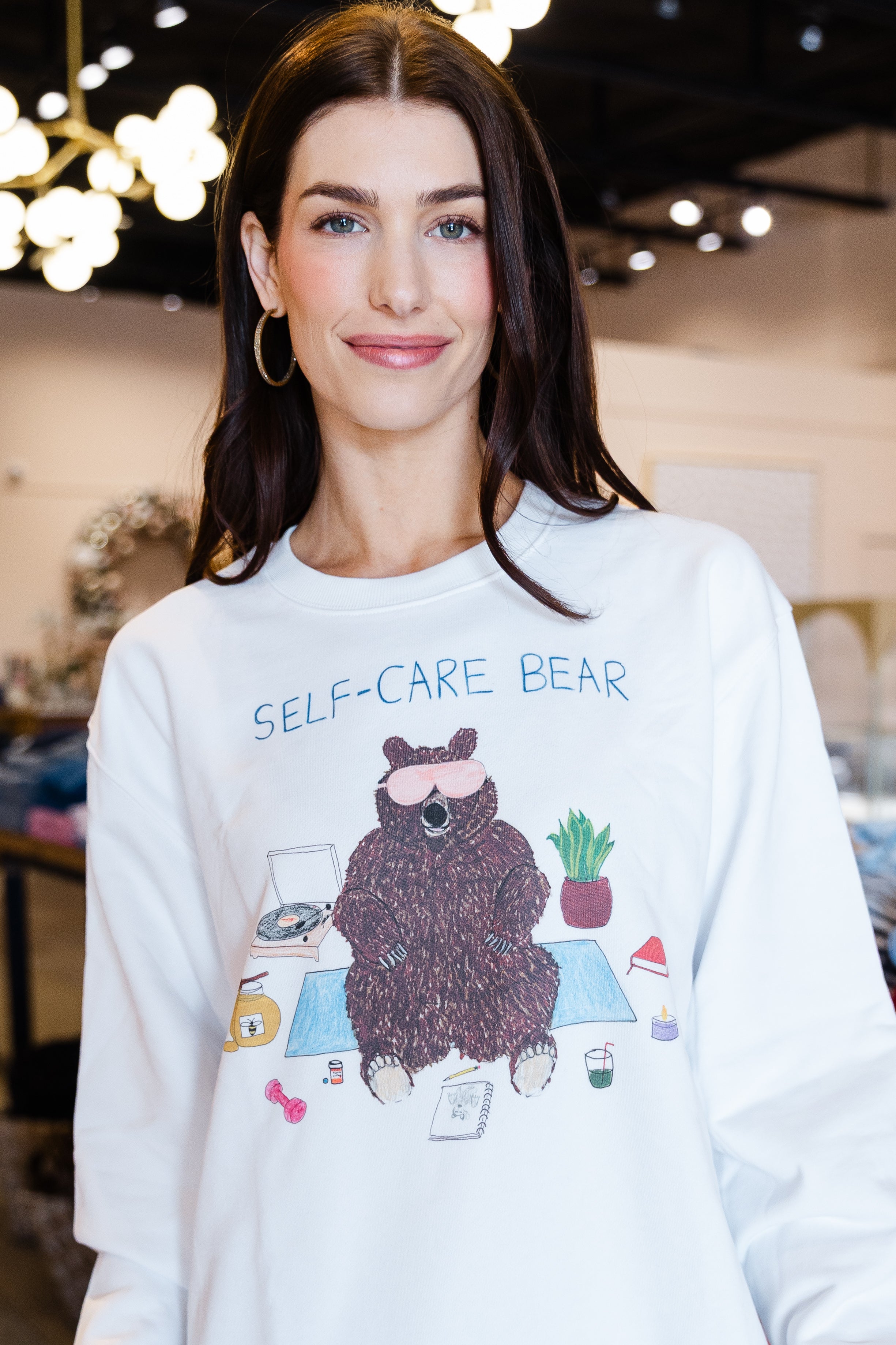 Self Care Bear Mens Crewneck Sweatshirt - White