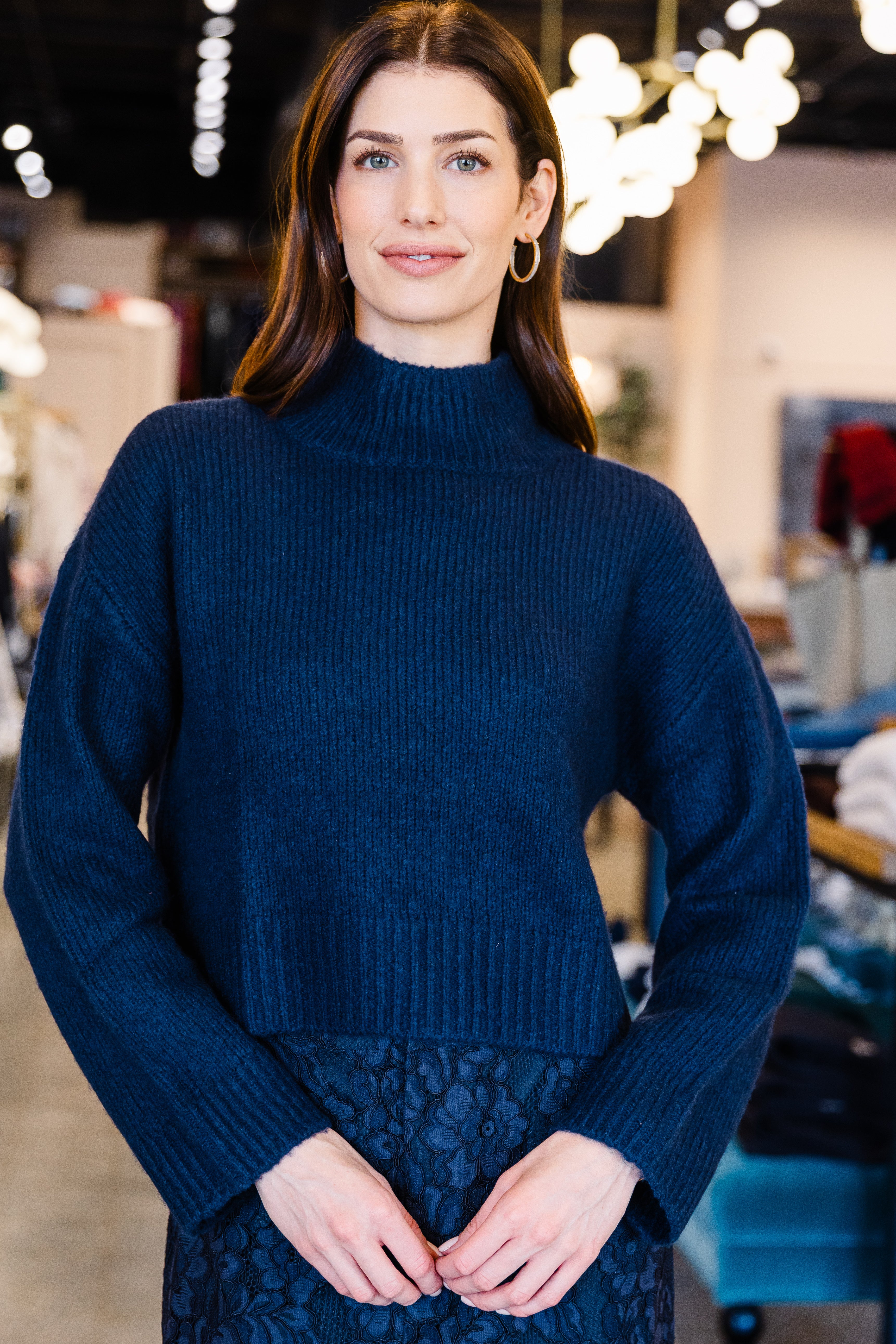 Catherine Cropped Sweater - Navy