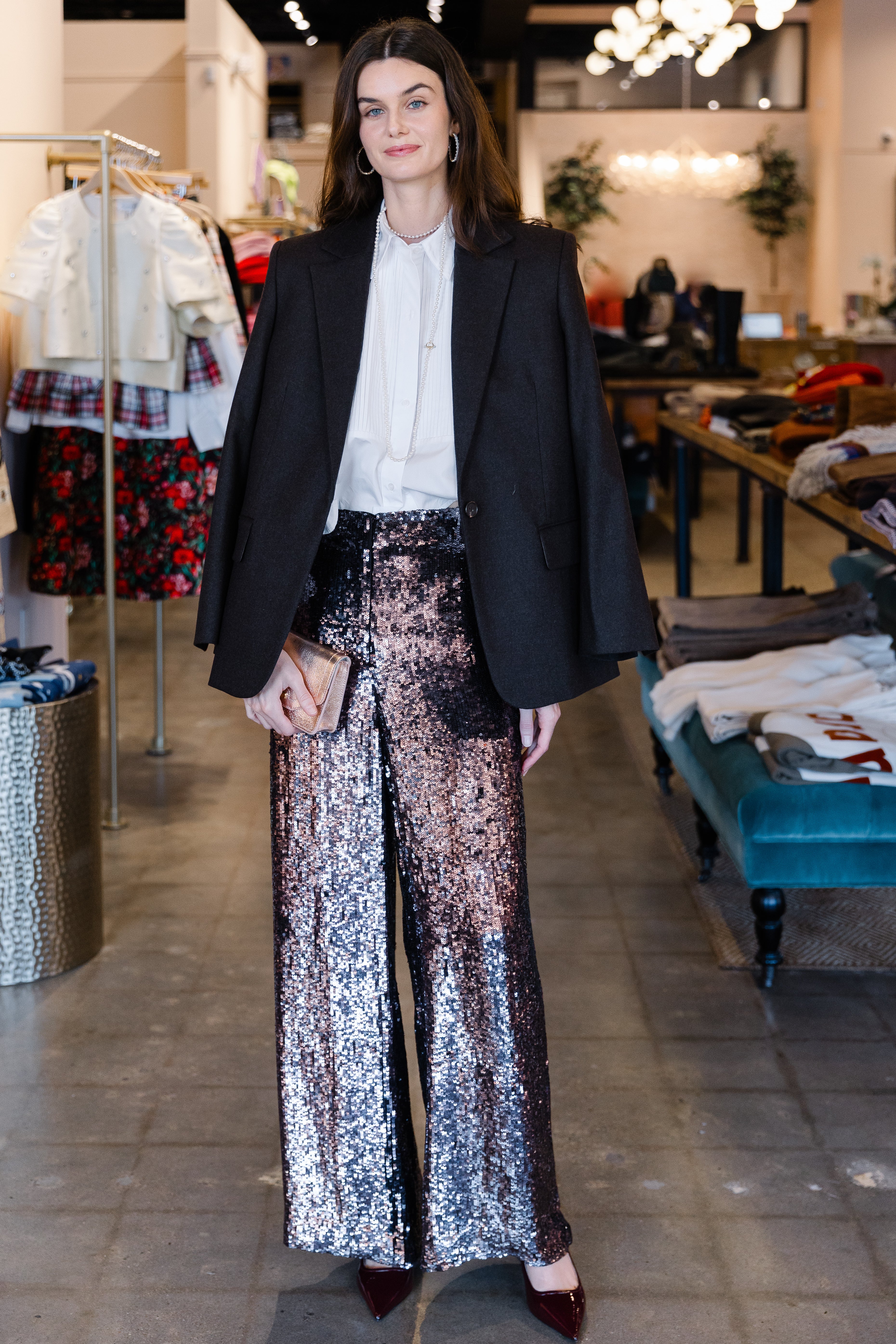 High Waisted Sequin Pant - Dark Chocolate