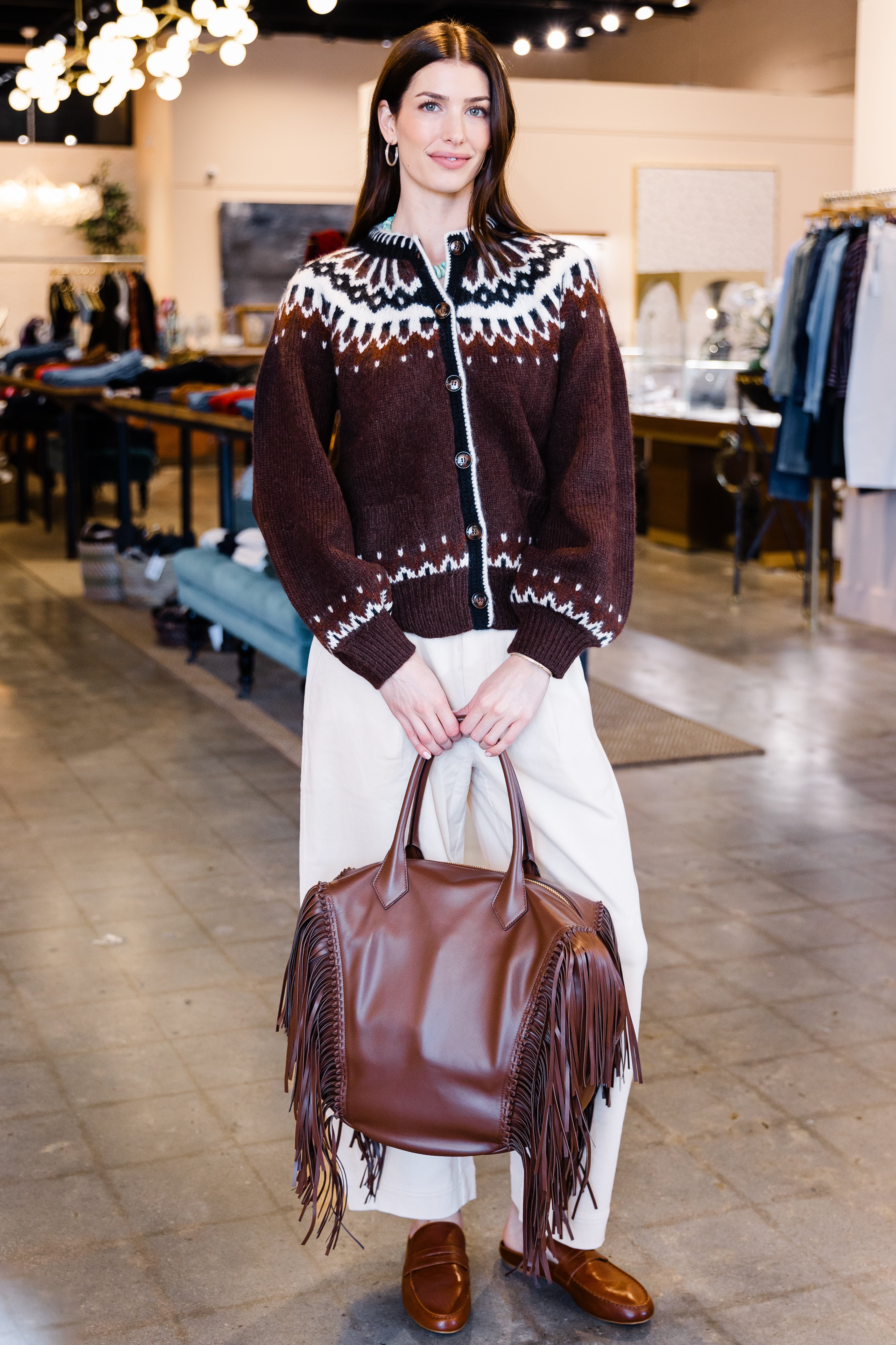 Hue Cardigan - Brun Aberdeen Fair Isle