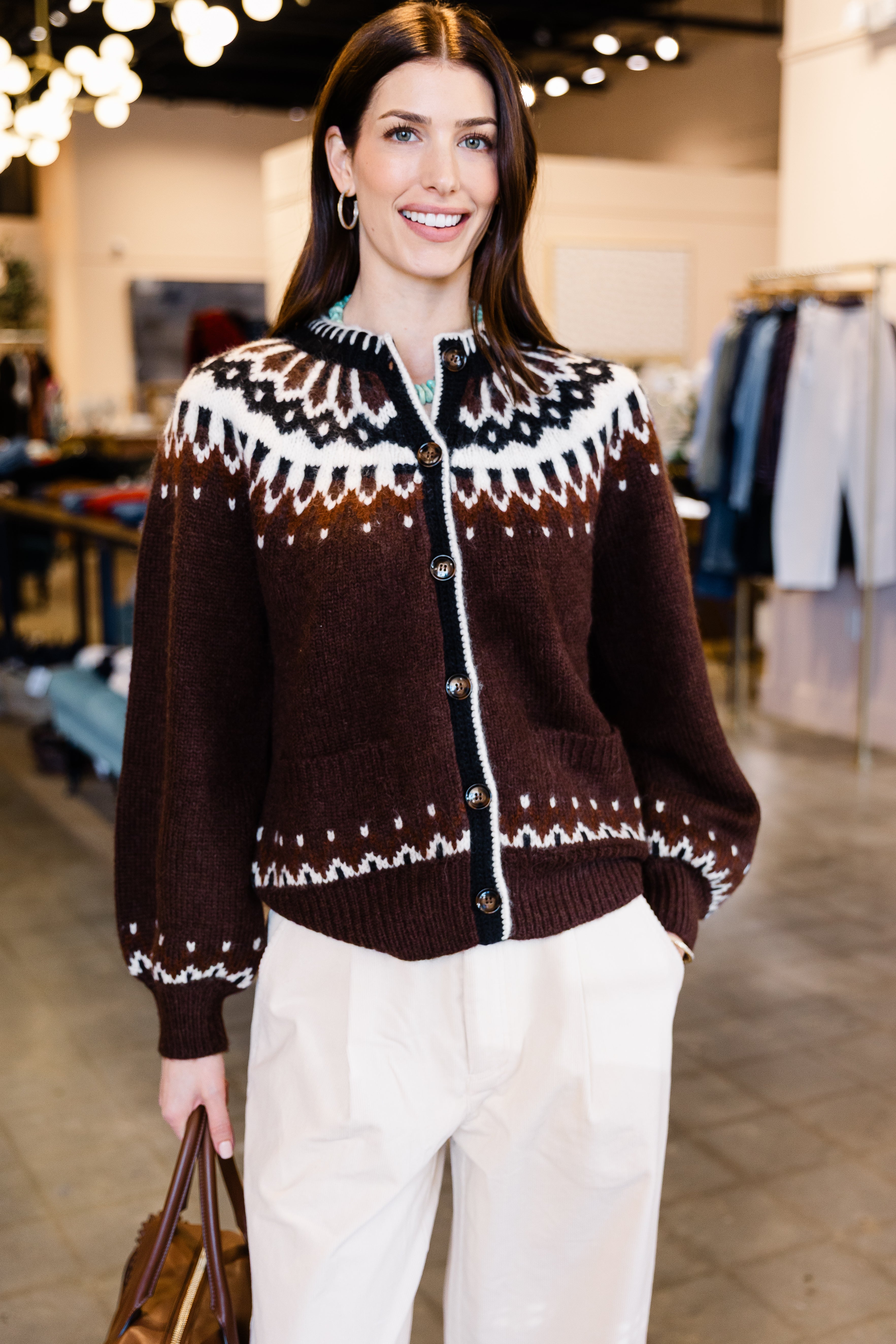 Hue Cardigan - Brun Aberdeen Fair Isle