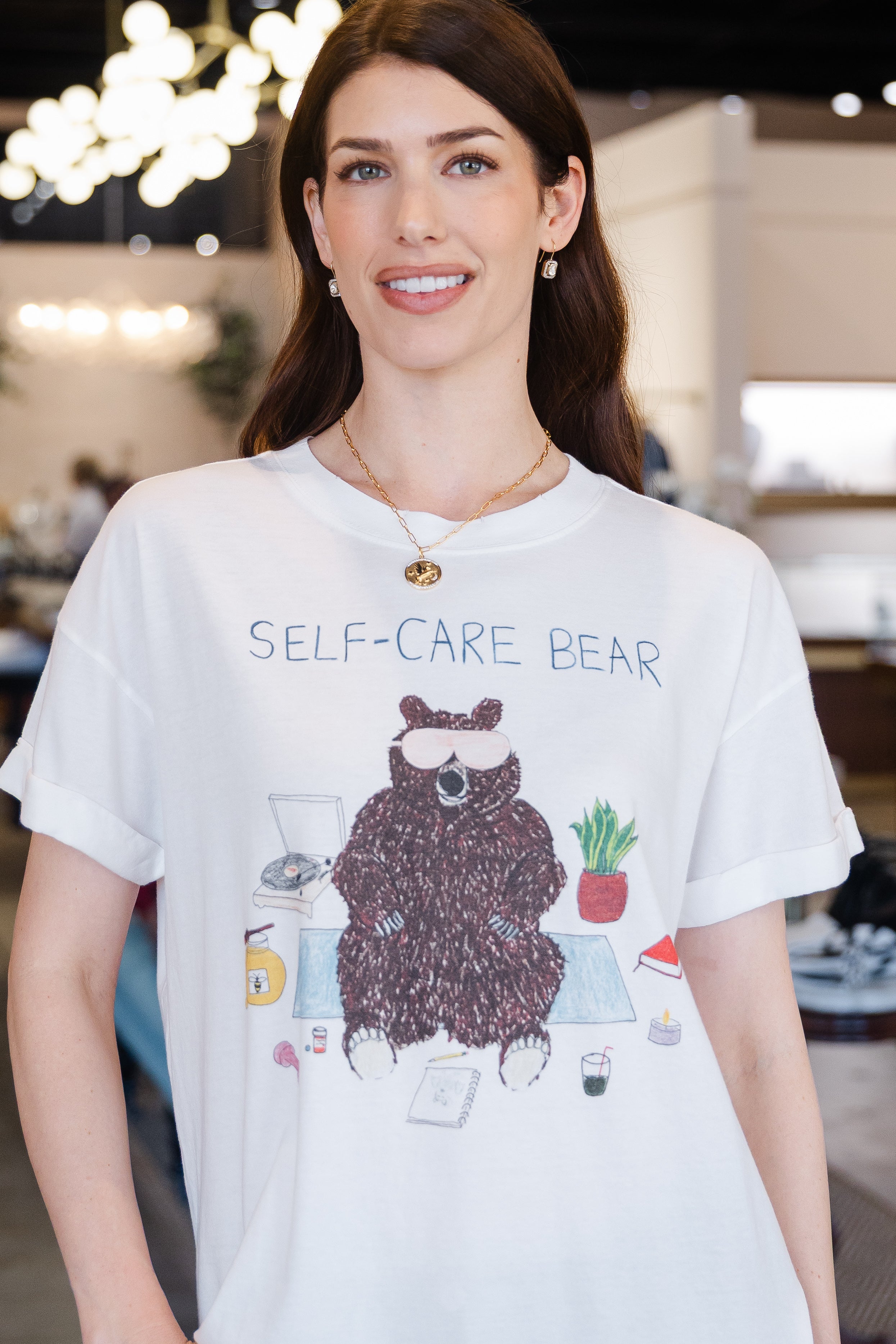 Self-Care Bear Boyfriend Tee - White