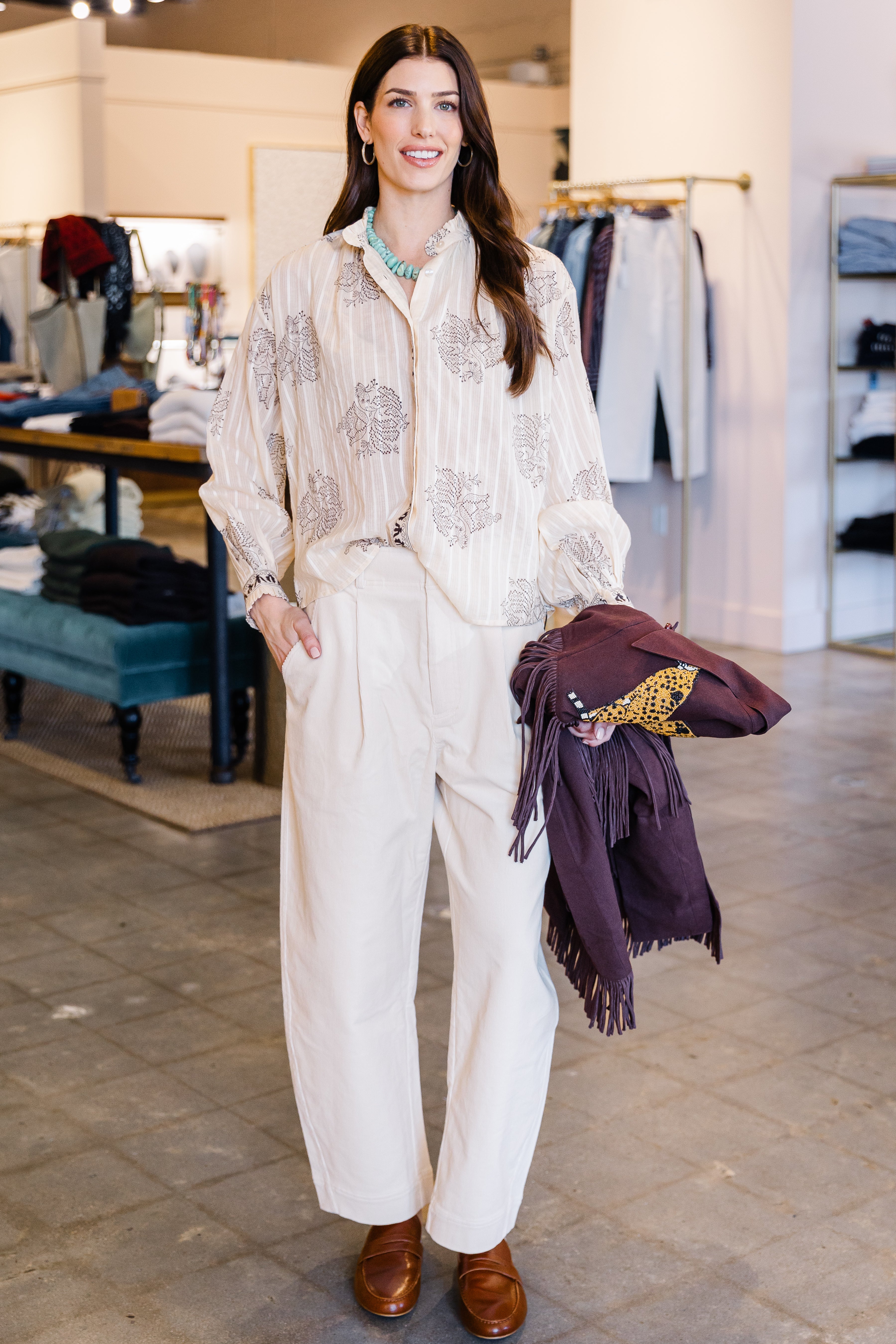 Poet Grapevine Stripe Blouse - Off White