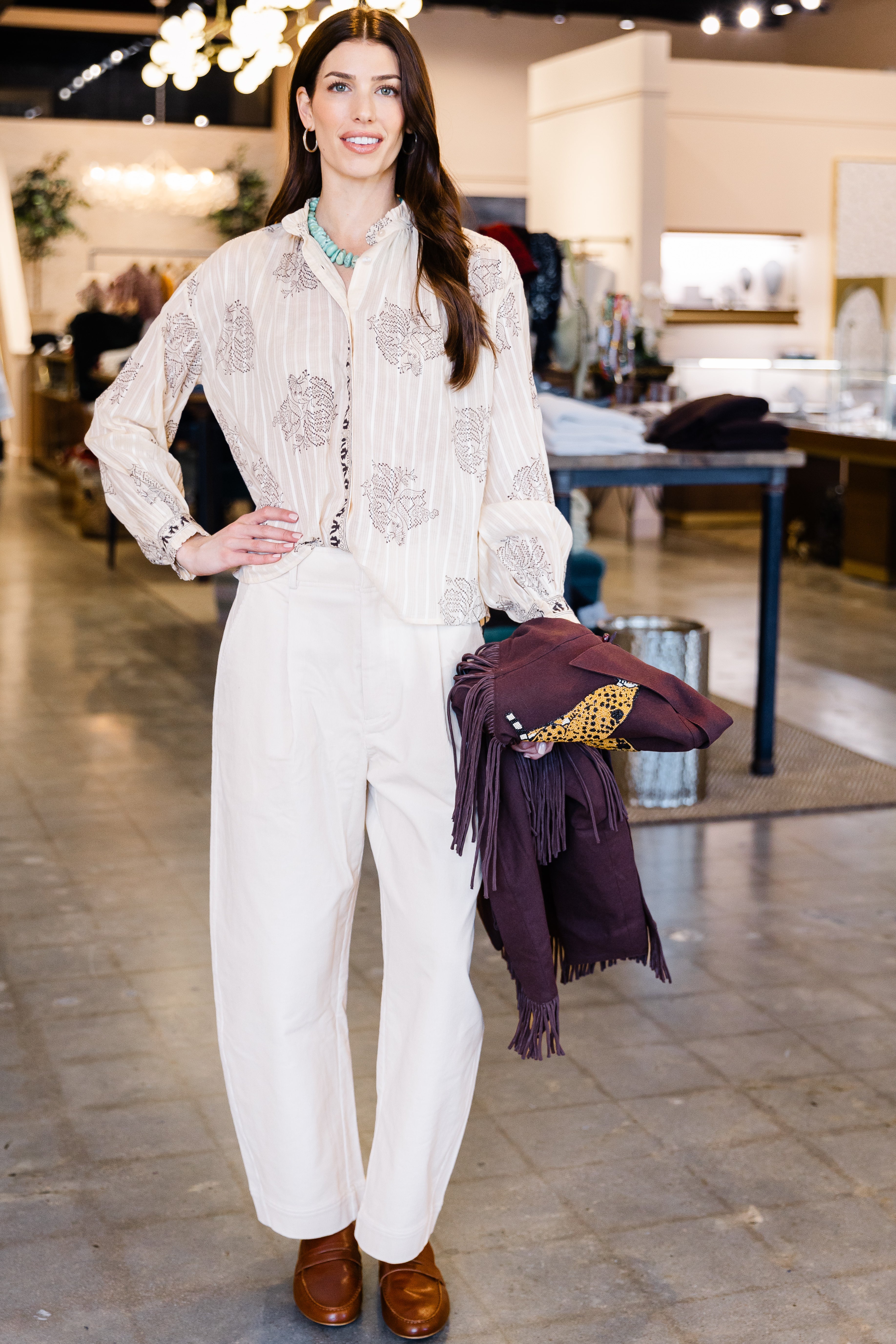 Poet Grapevine Stripe Blouse - Off White