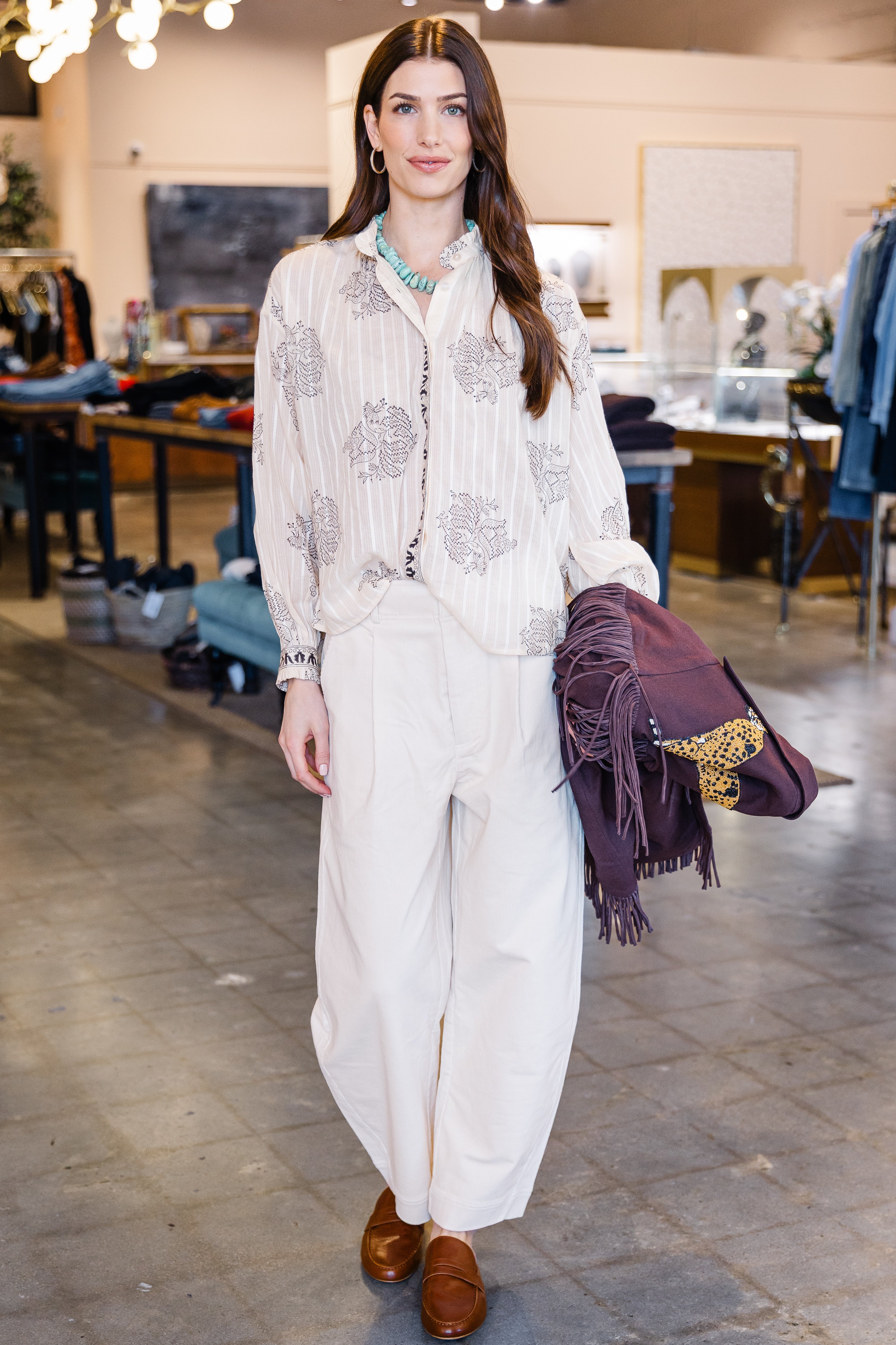Poet Grapevine Stripe Blouse - Off White