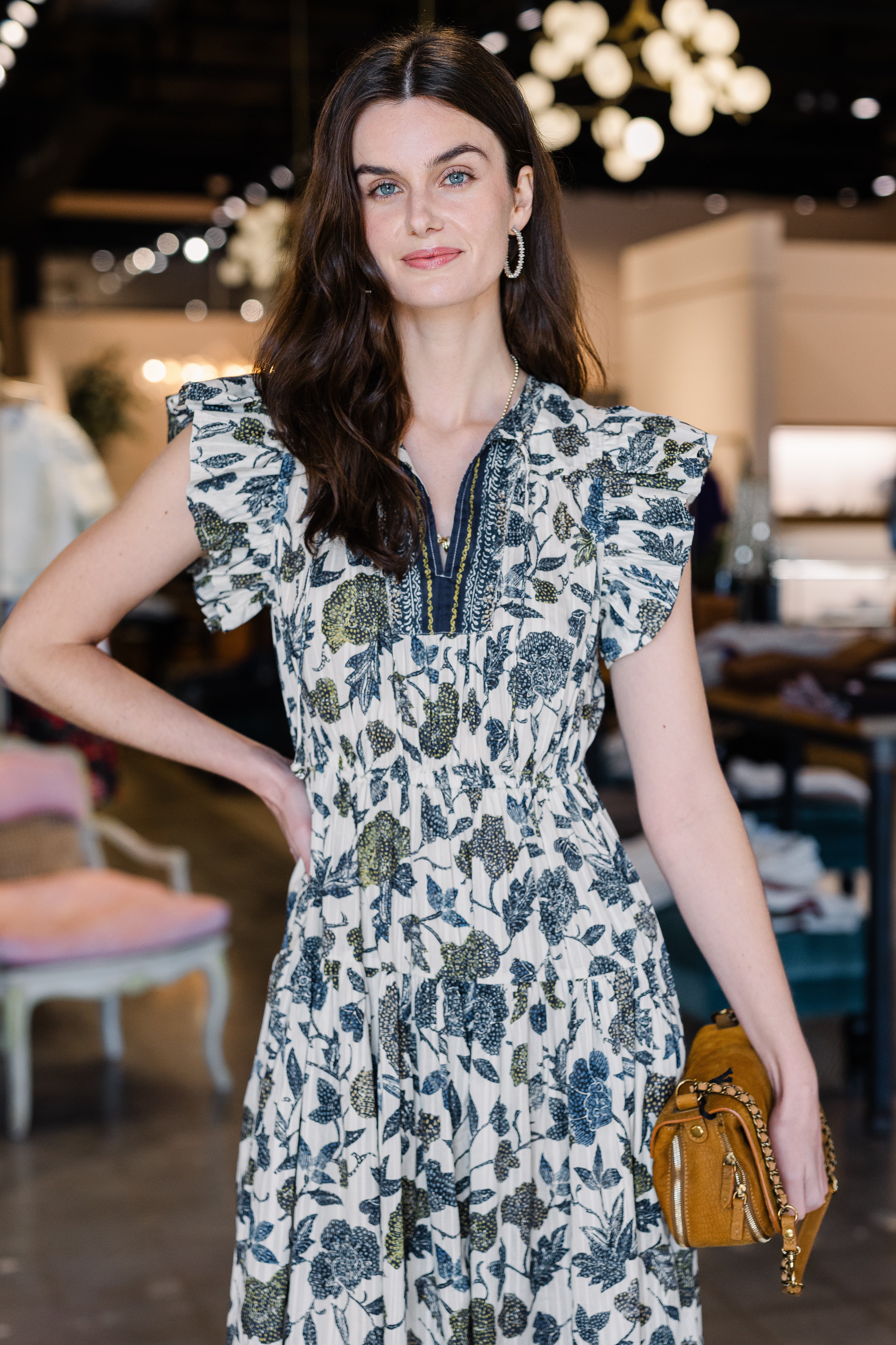 Kairi Flutter Sleeve Midi Dress - Porcelain