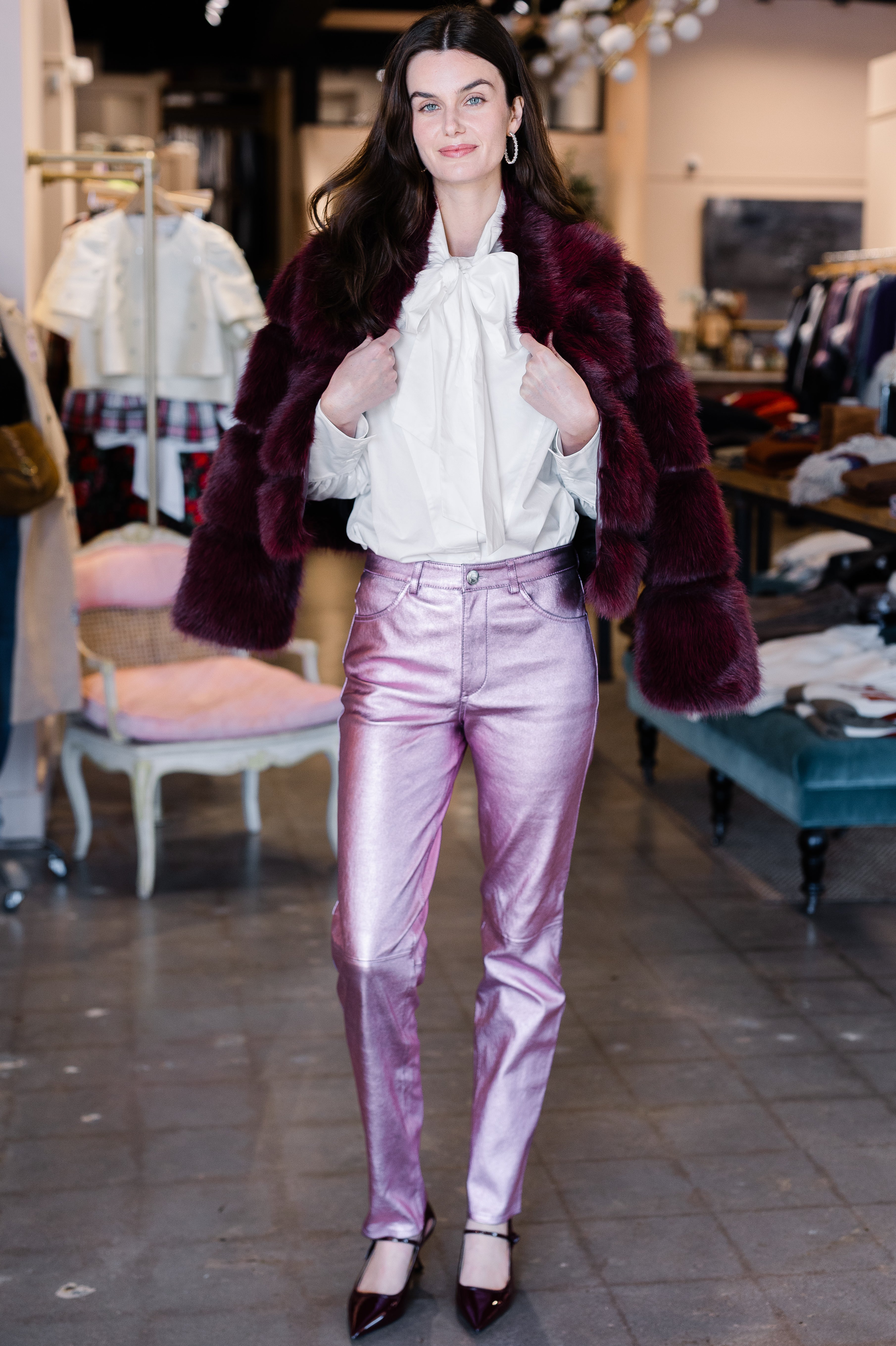 5 Pocket Slim Straight - Metallic Pink