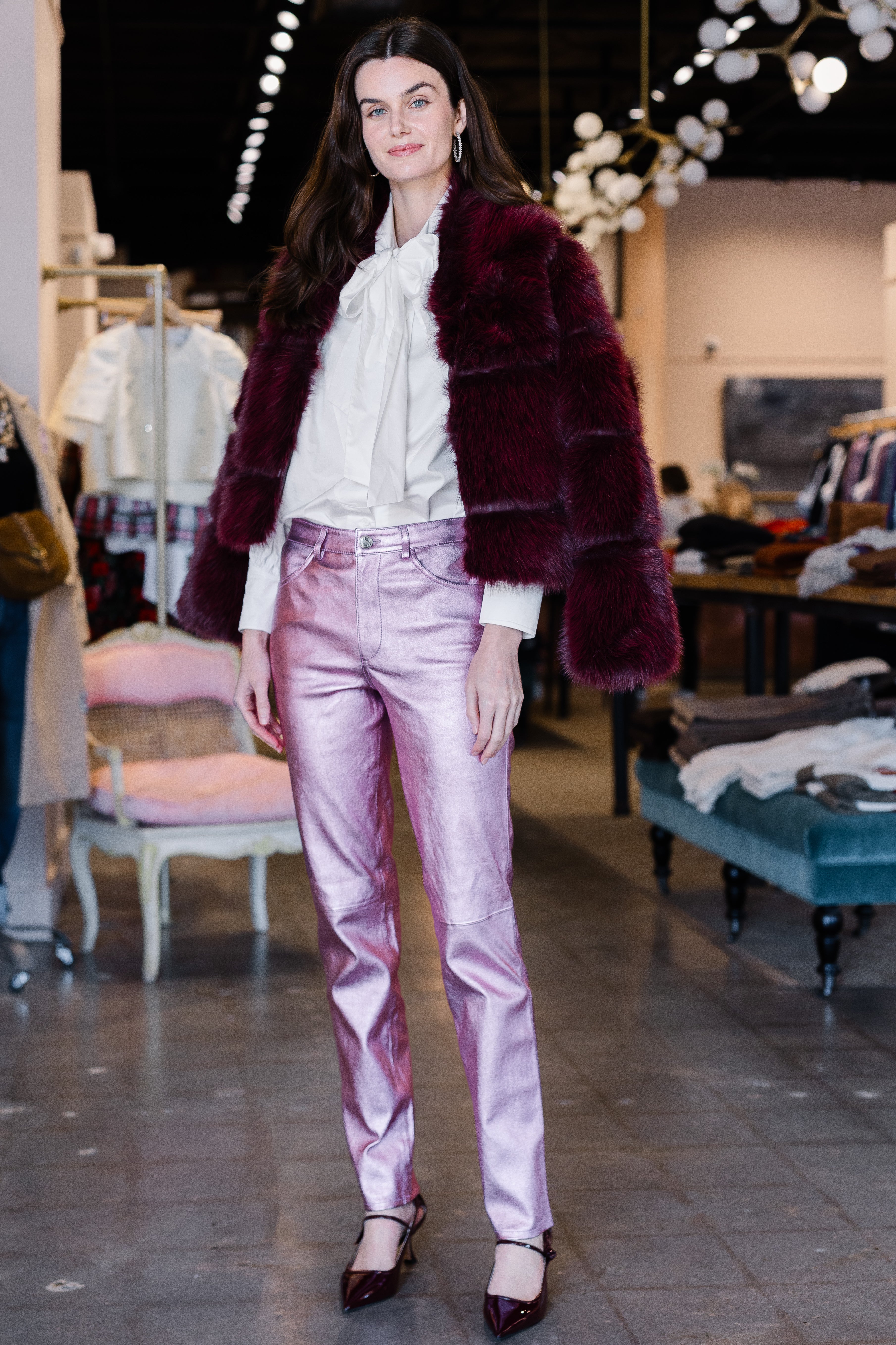 5 Pocket Slim Straight - Metallic Pink