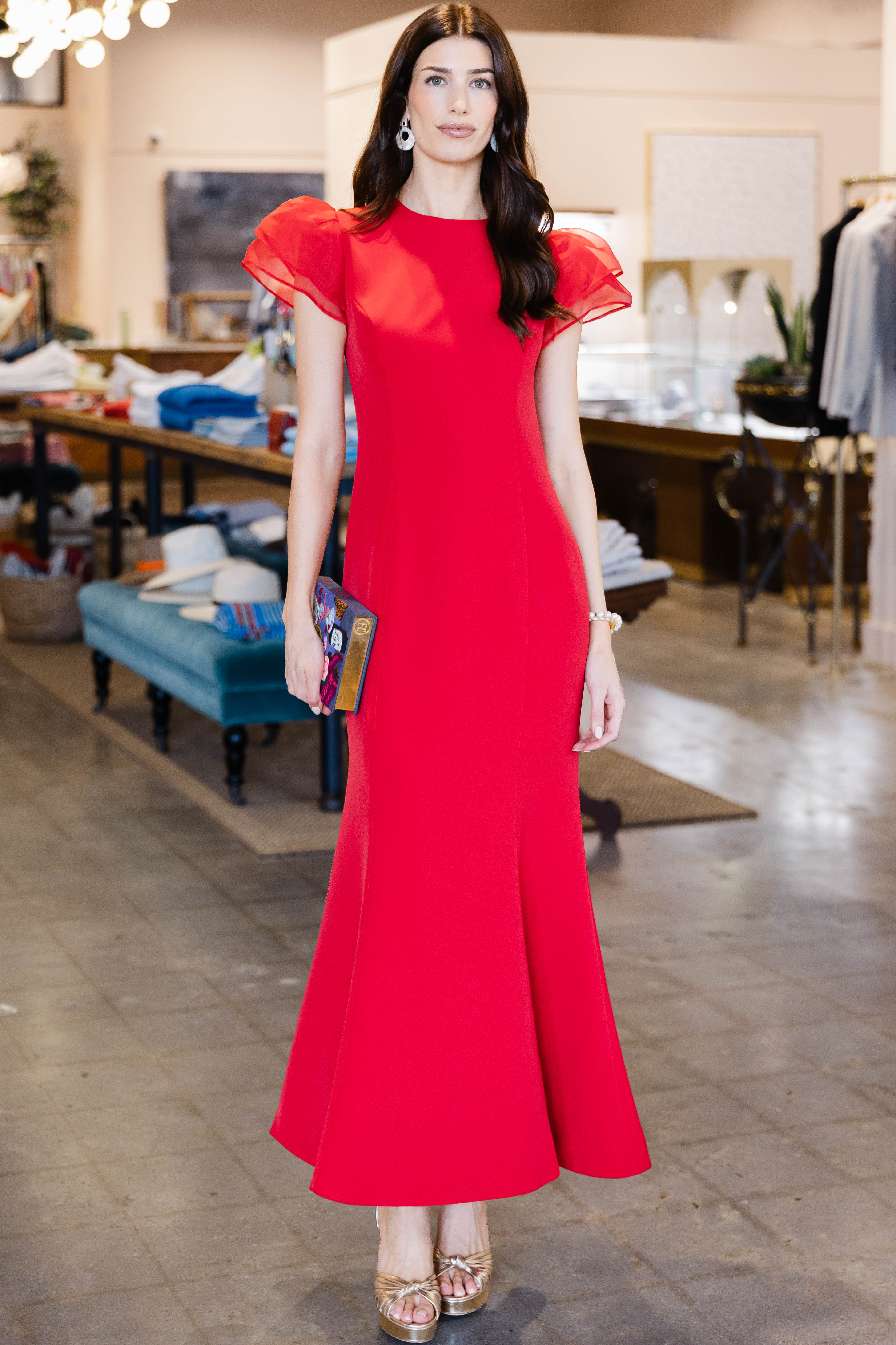 Sofia Puff Sleeve Maxi Dress - Vermilion