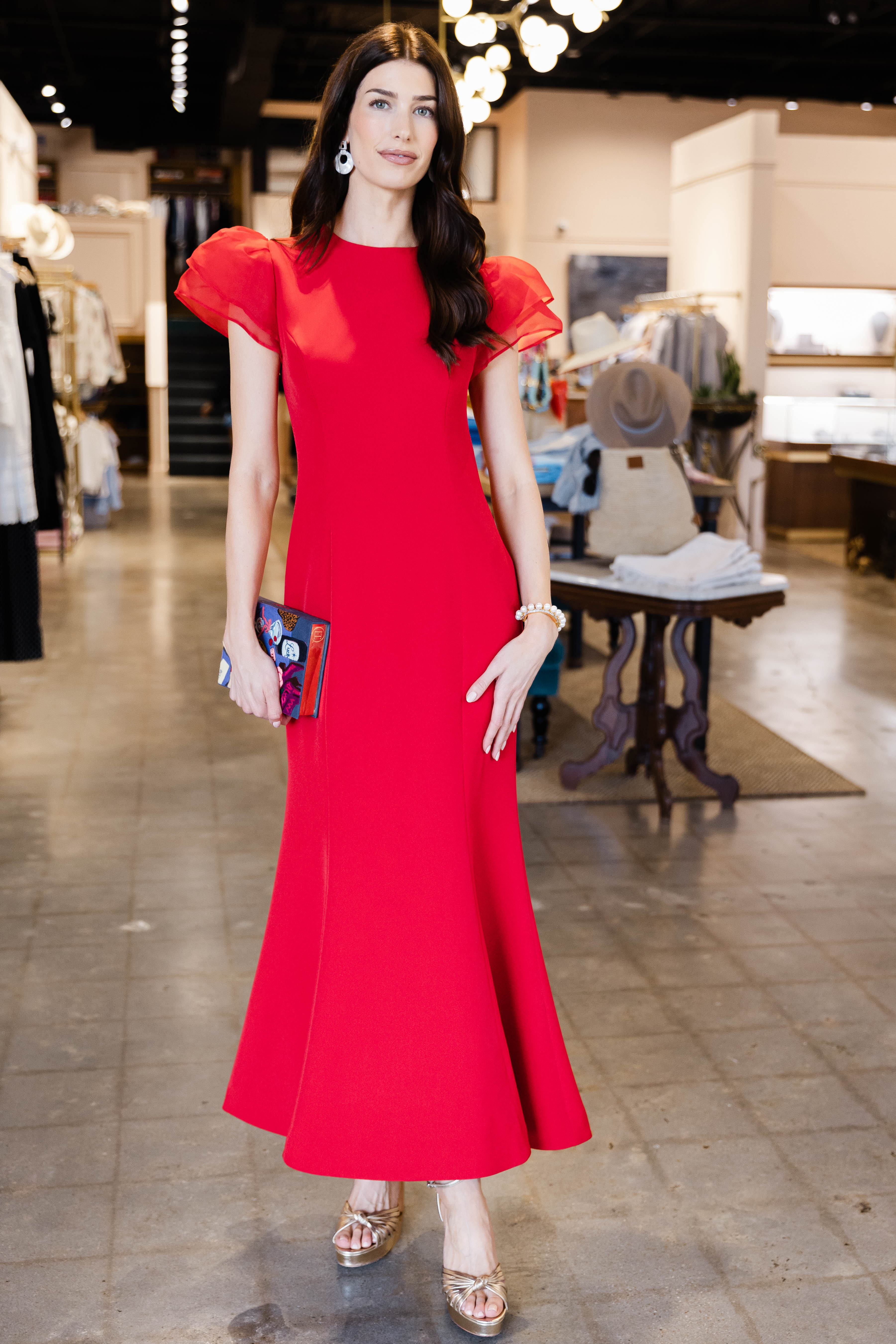 Sofia Puff Sleeve Maxi Dress - Vermilion