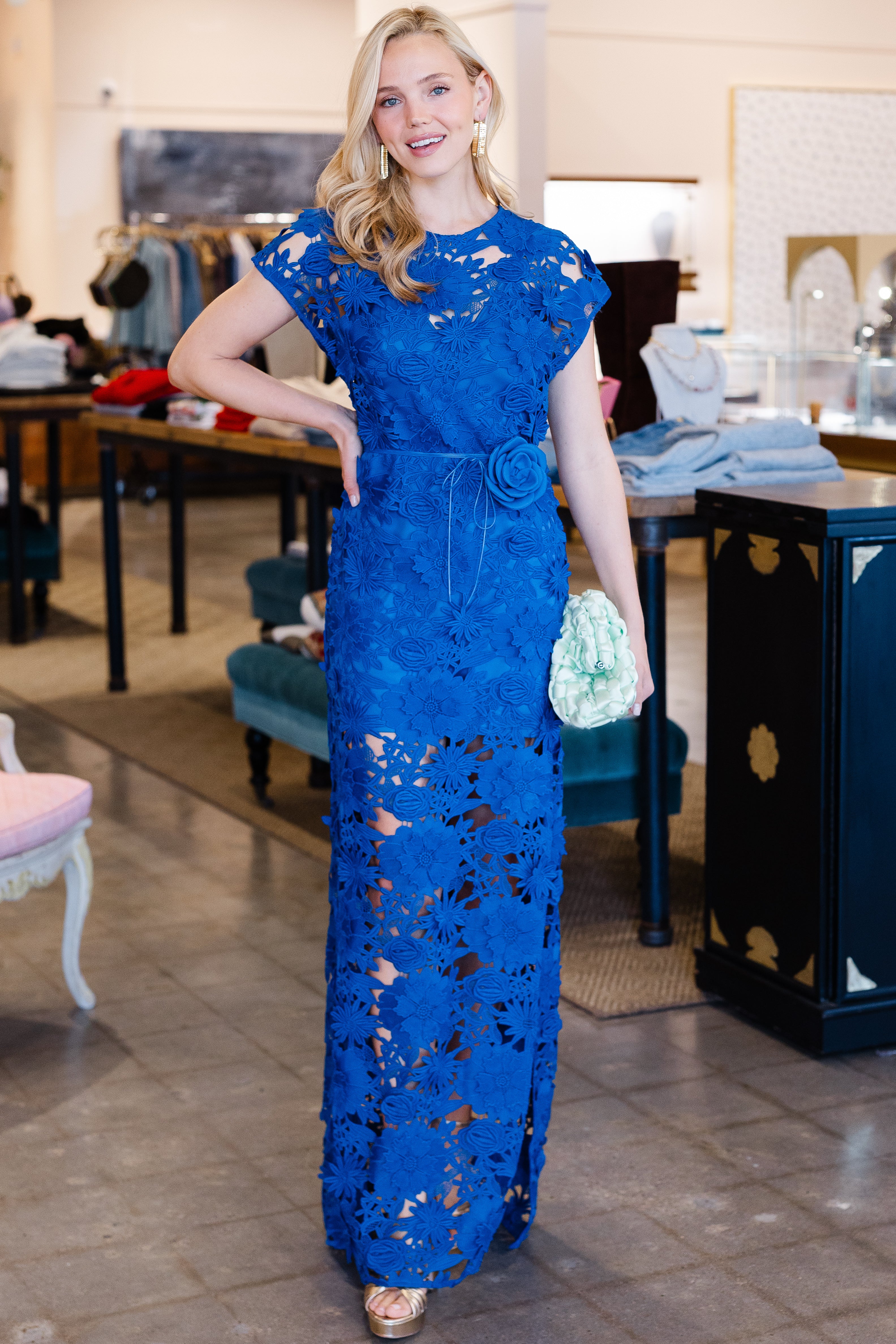 Alena Lace Maxi Dress - Lapis