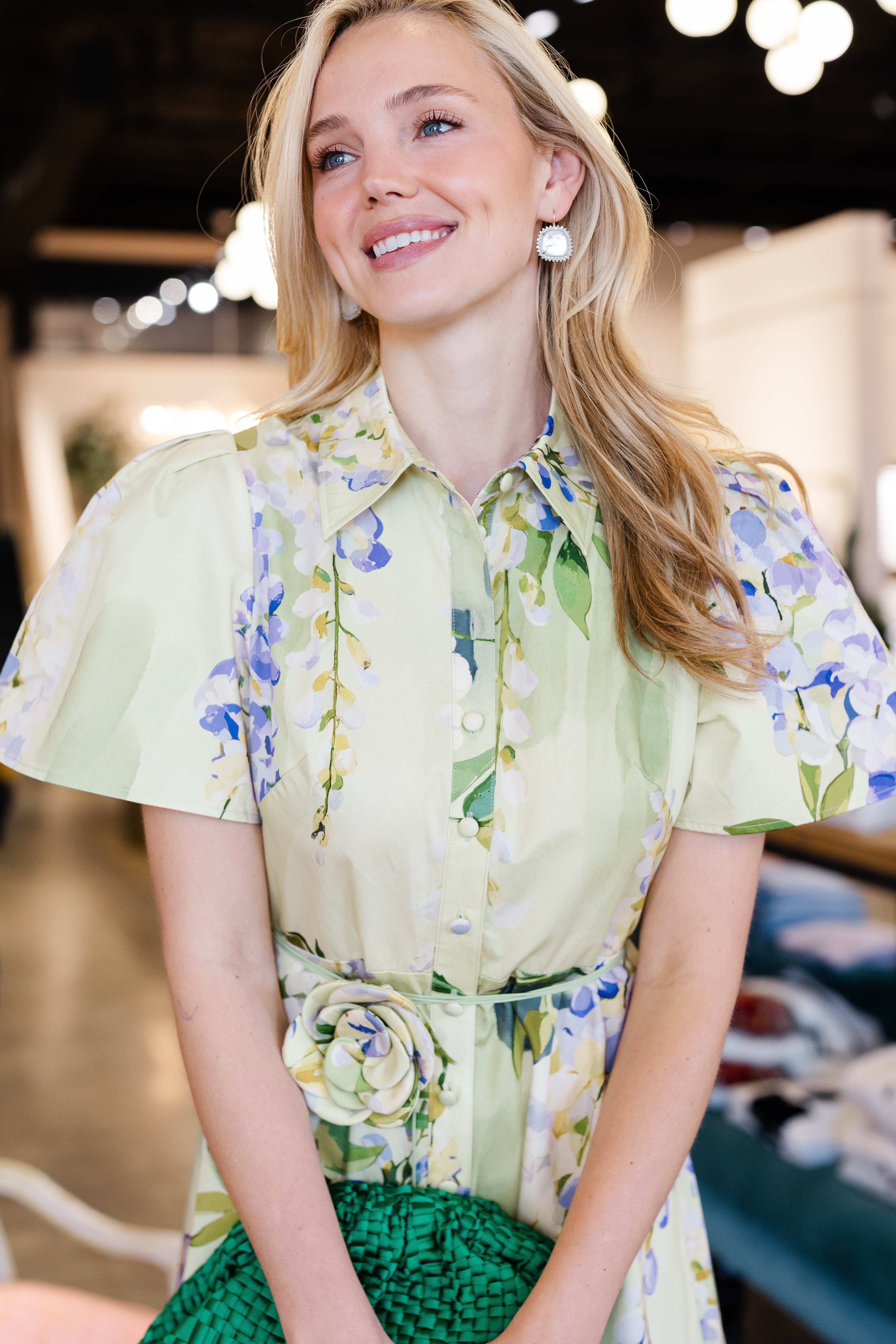 Bianca Short Sleeve Midi Dress - Wisteria Print