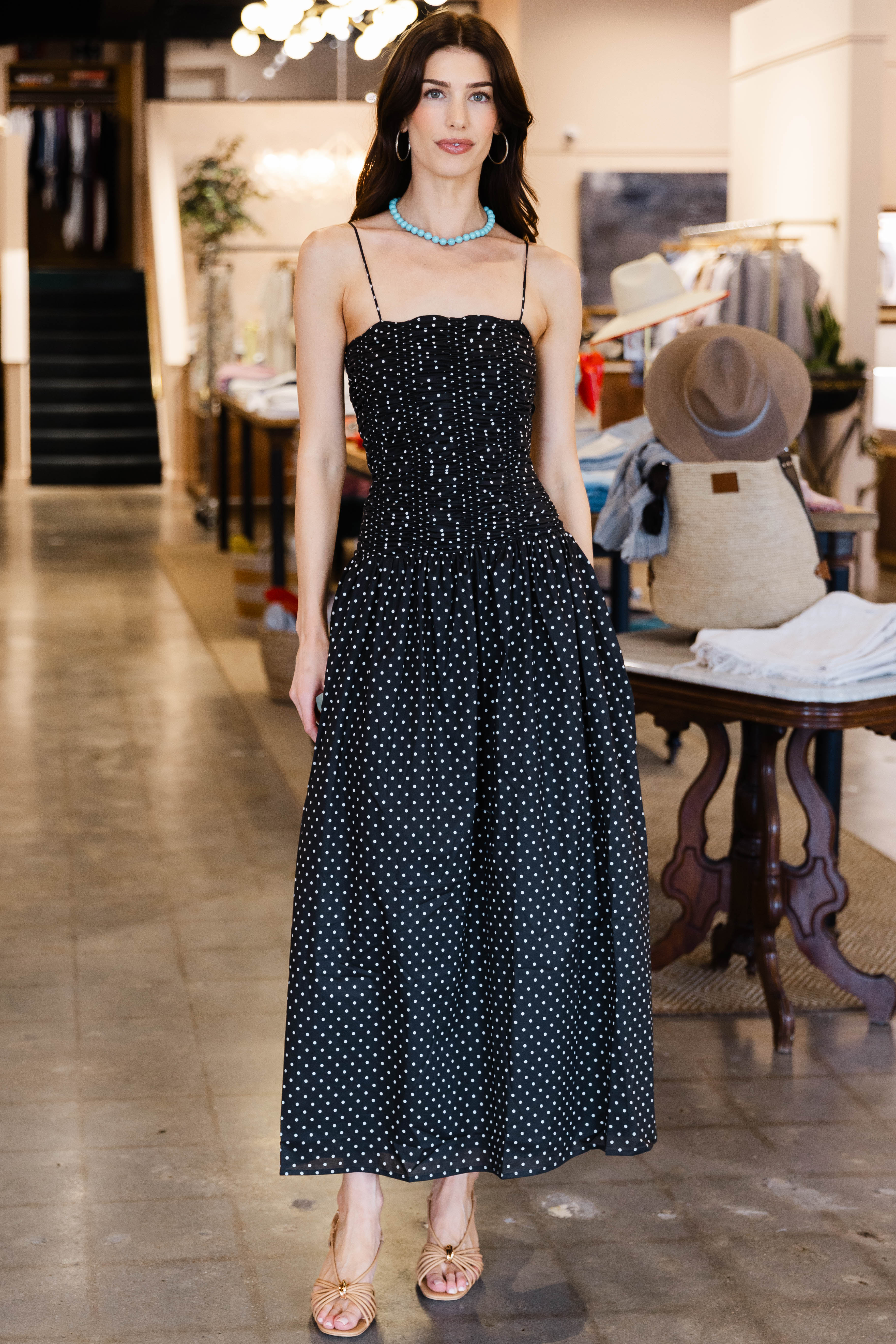 Mira Maxi Dress - Lola Polka Dot-Black/Off White
