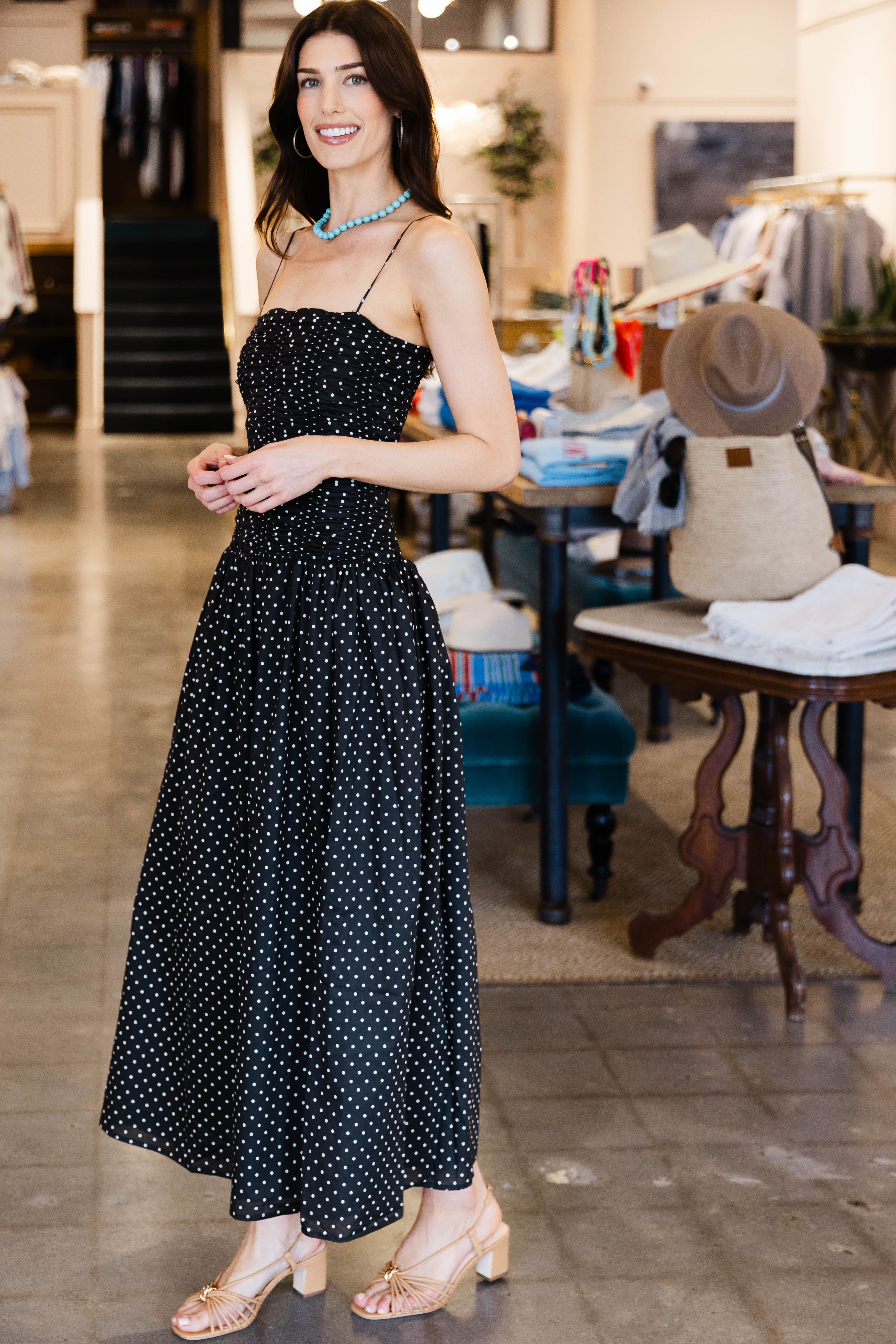 Mira Maxi Dress - Lola Polka Dot-Black/Off White