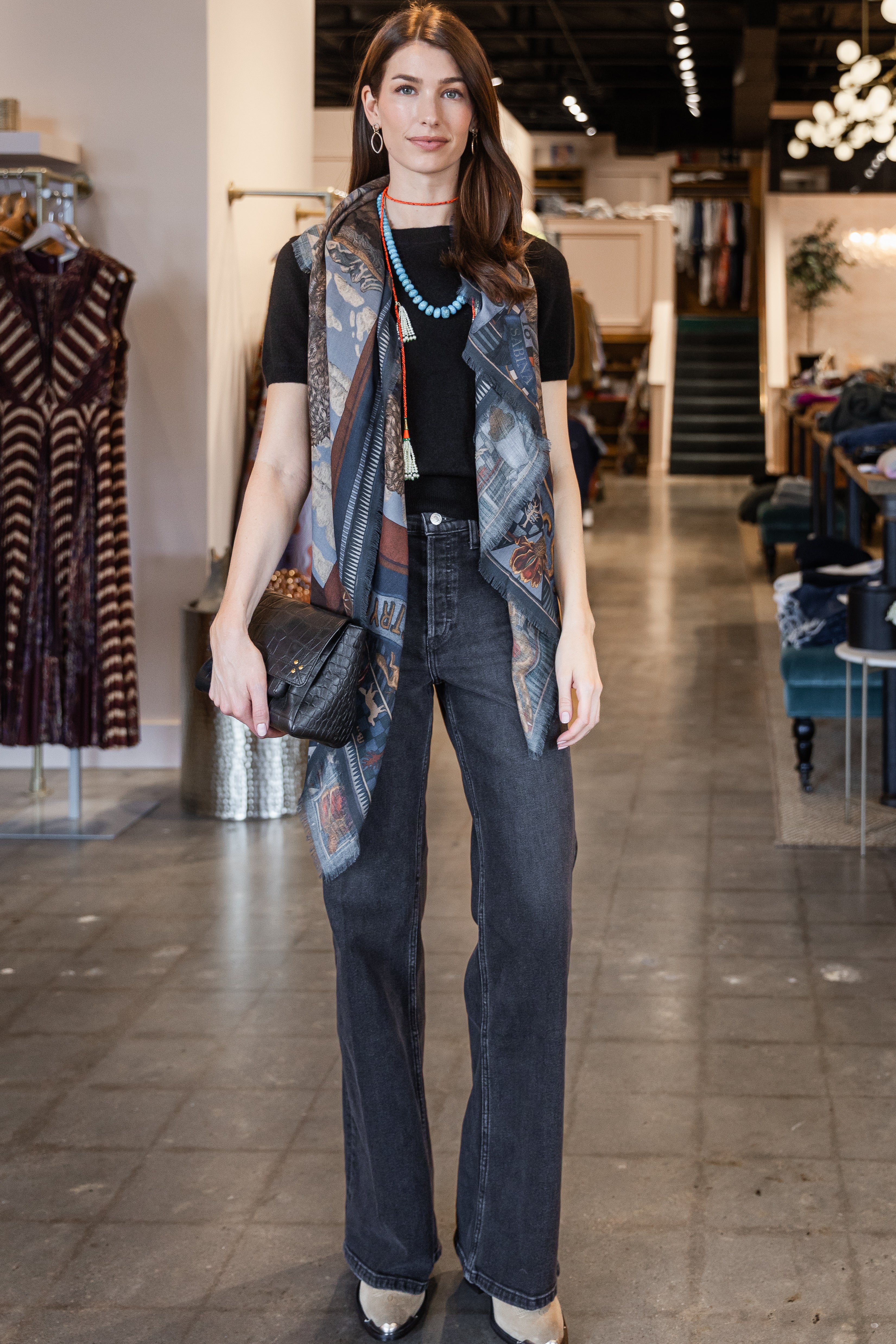 Cashmere Short Sleeve Cropped Pullover - Black