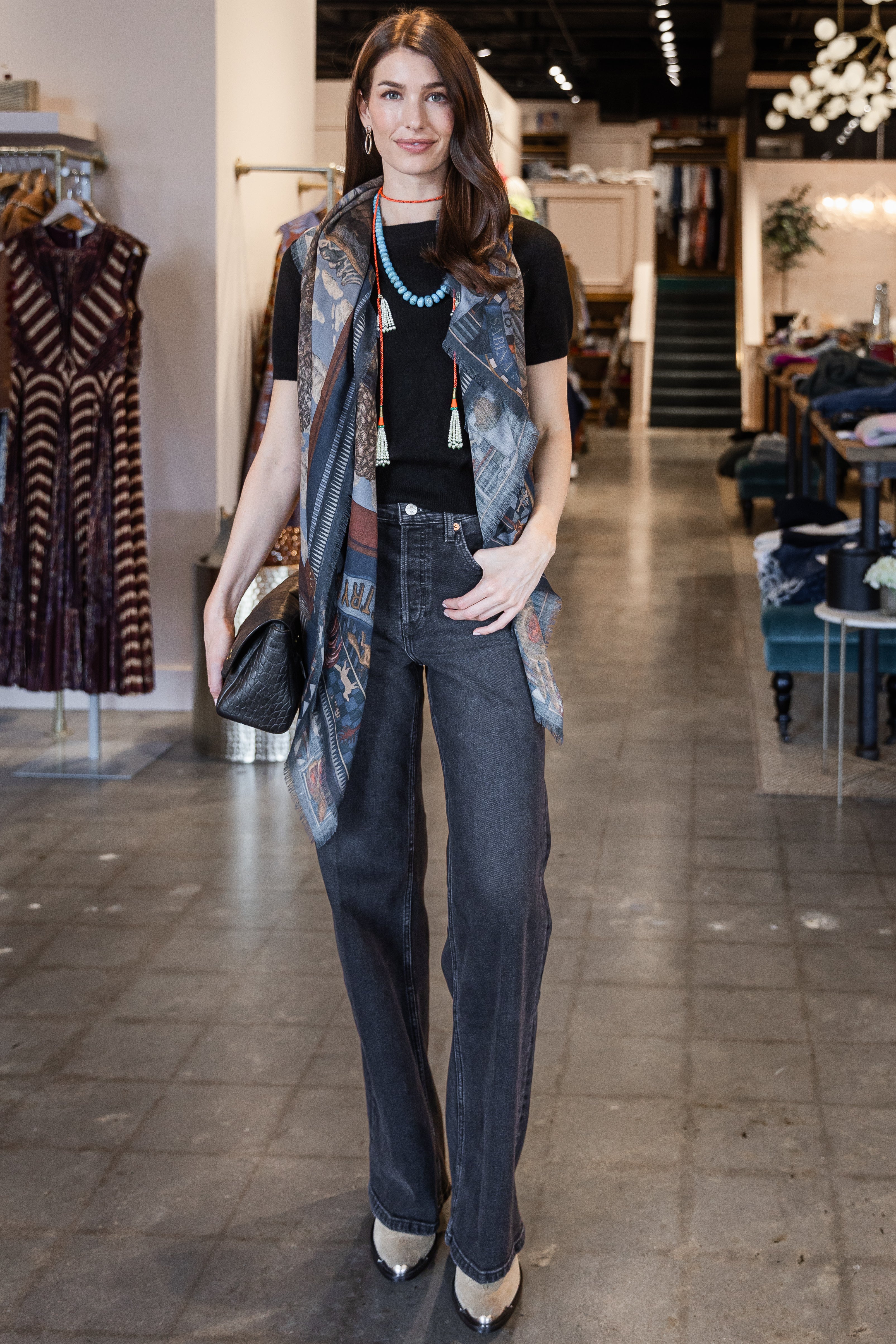 High Rise Wide Leg - Washed Noir