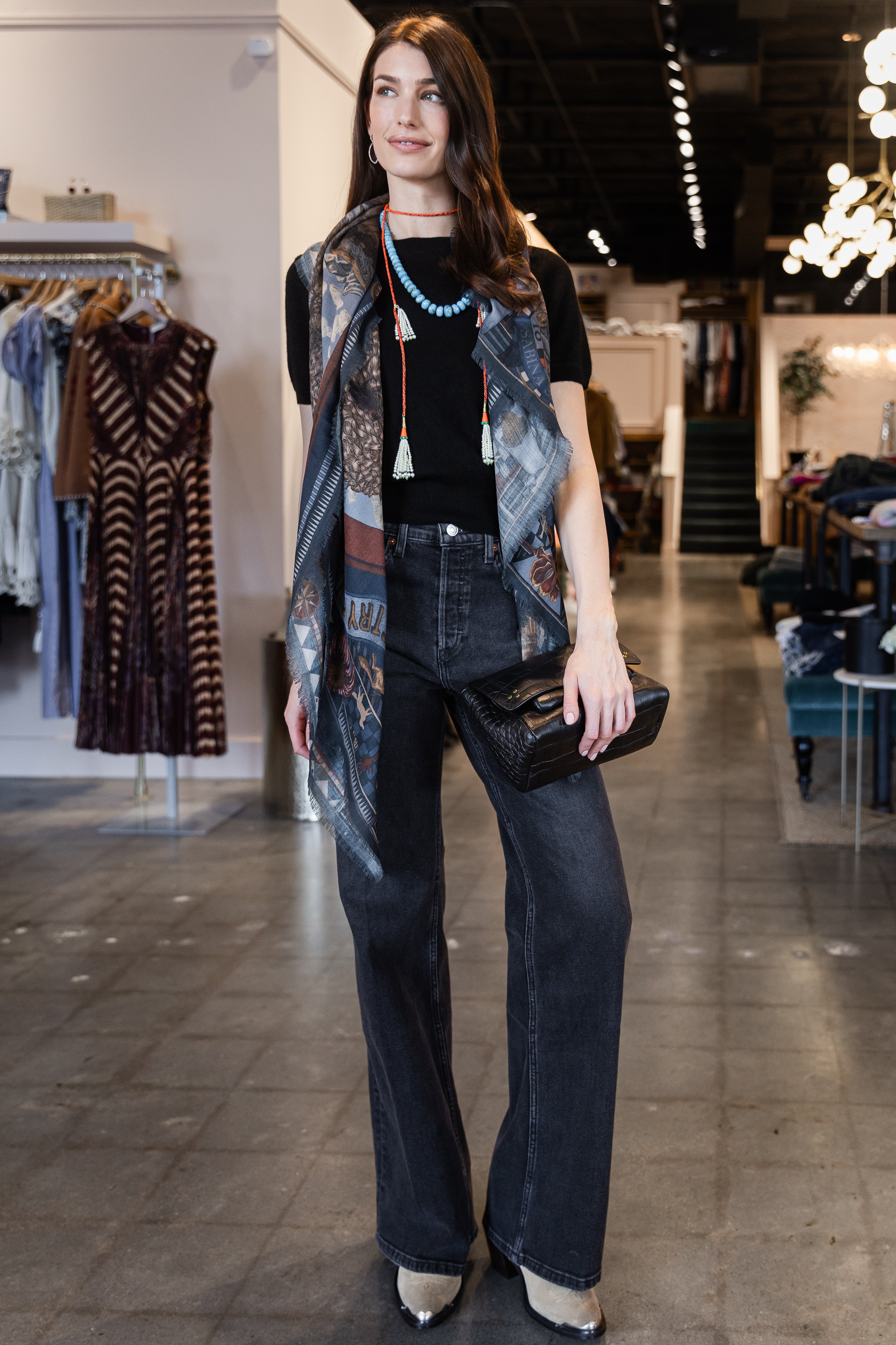 Cashmere Short Sleeve Cropped Pullover - Black