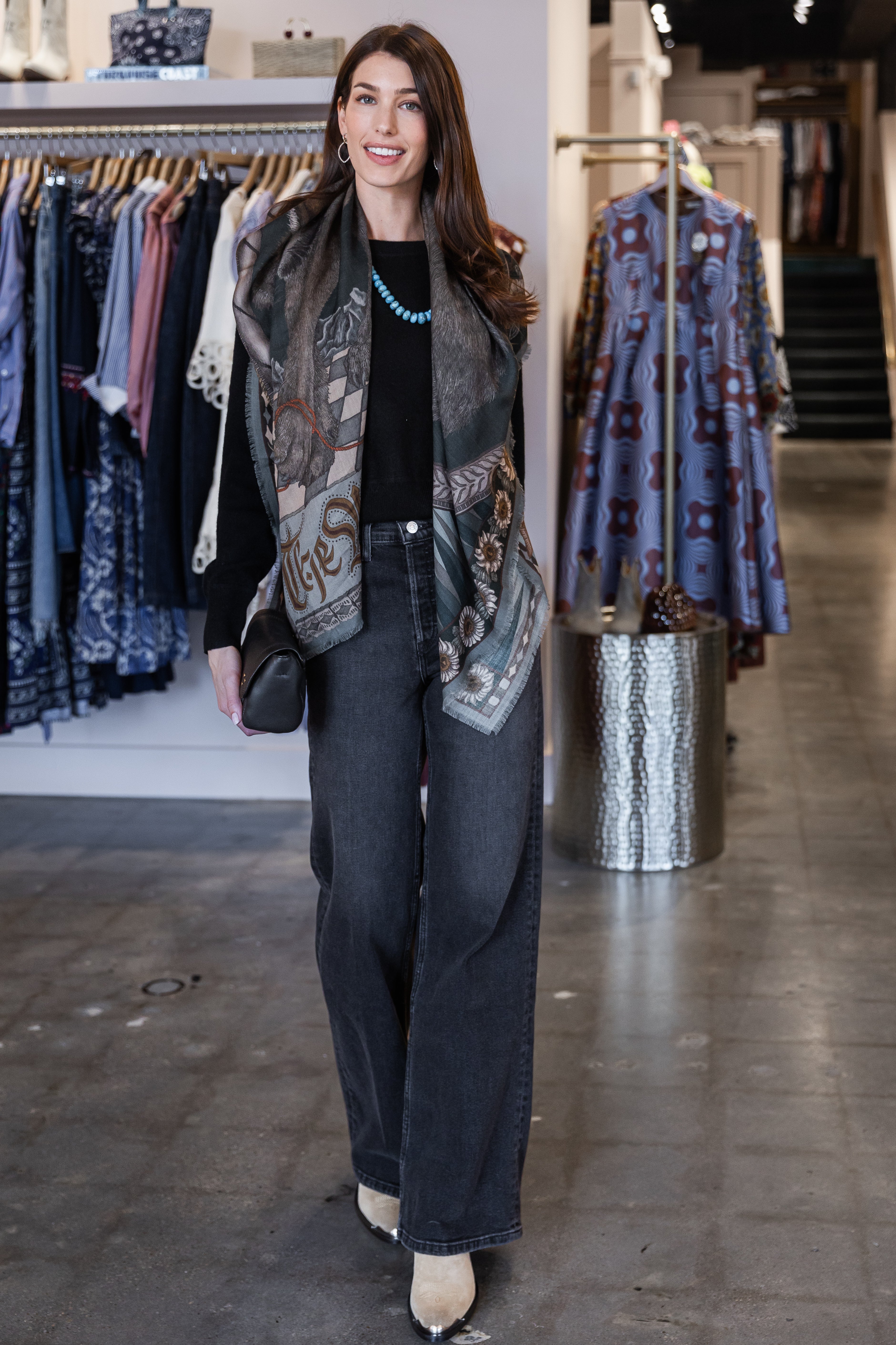 High Rise Wide Leg - Washed Noir