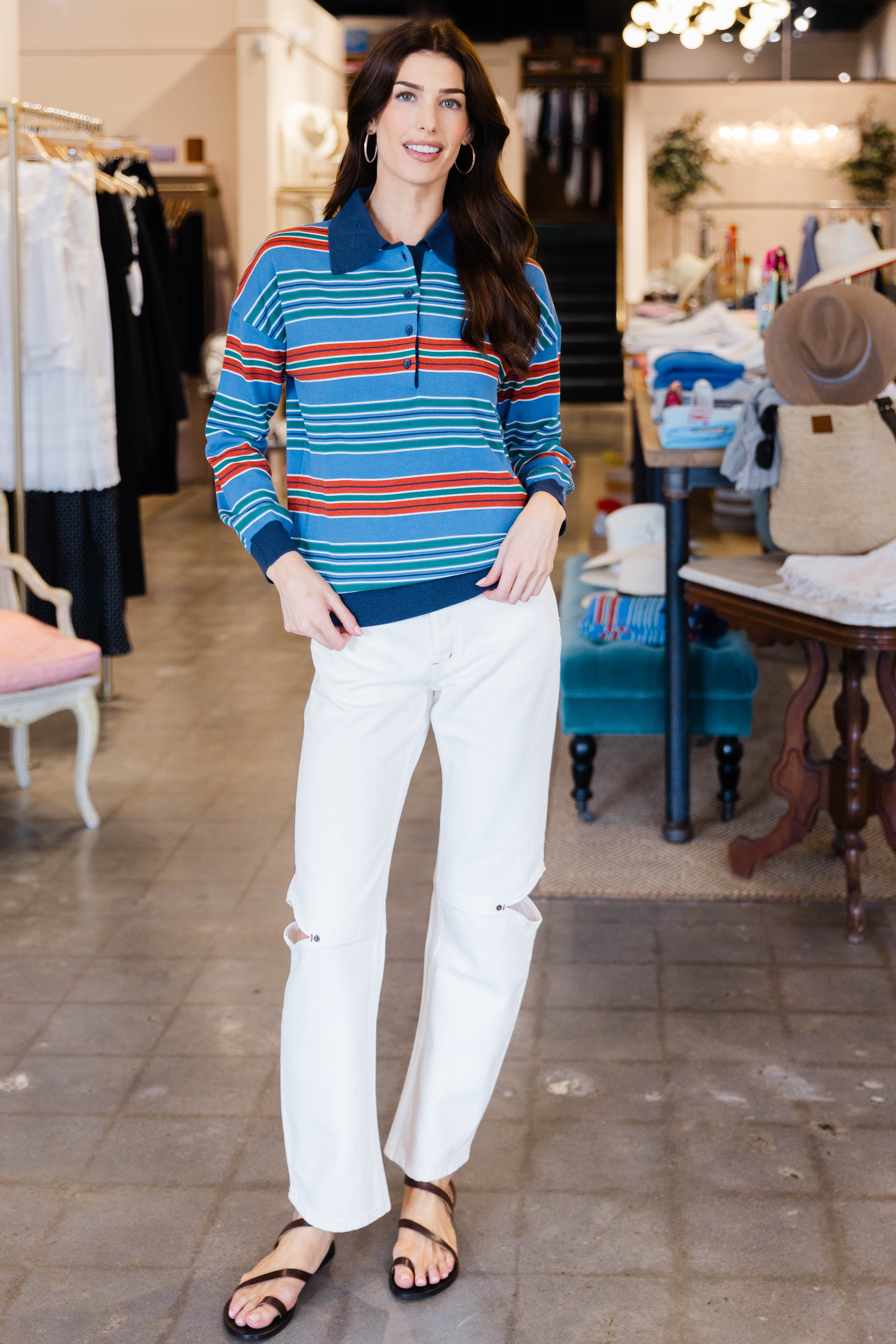 Harlow Oversized Polo - Juan Stripe