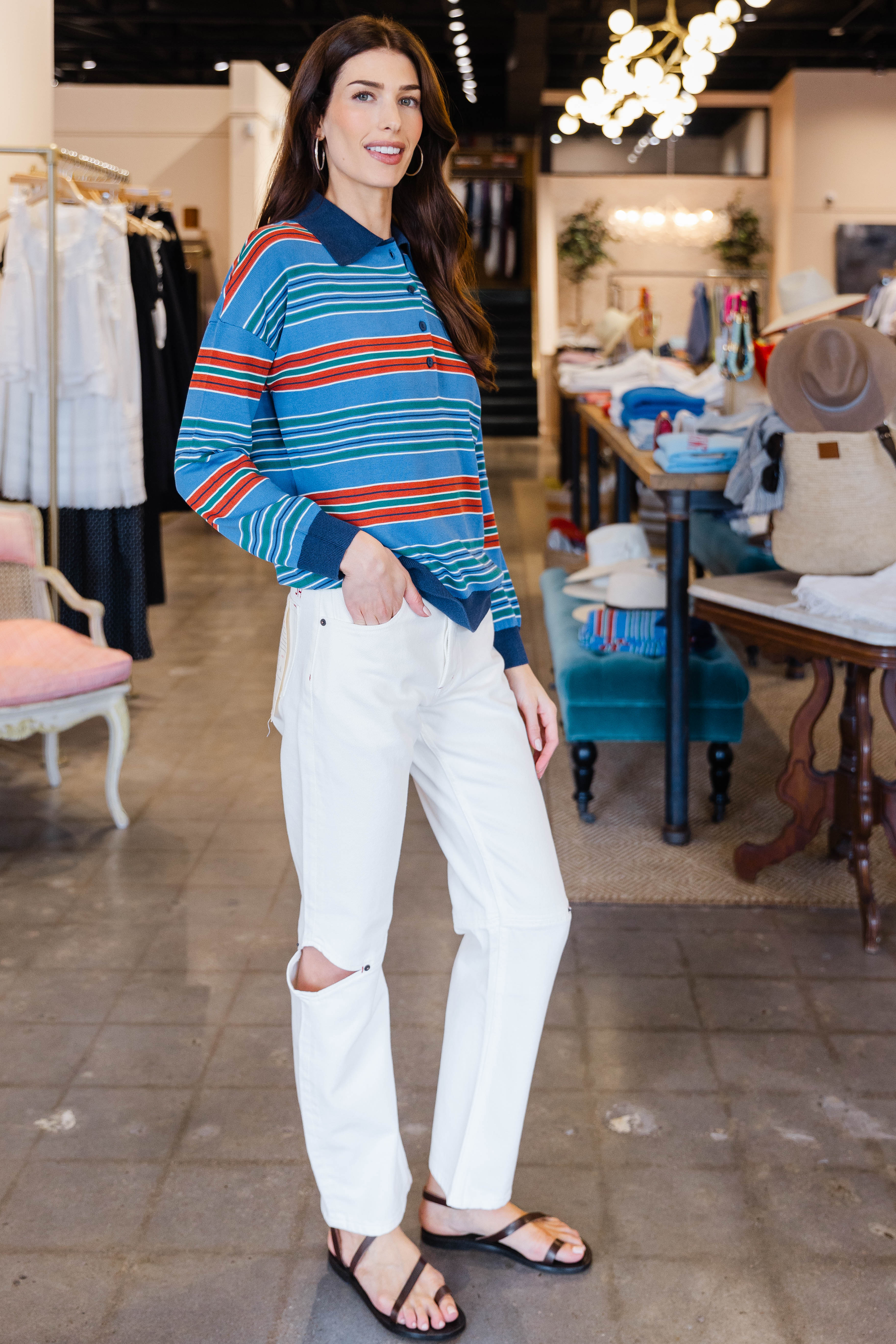 Harlow Oversized Polo - Juan Stripe