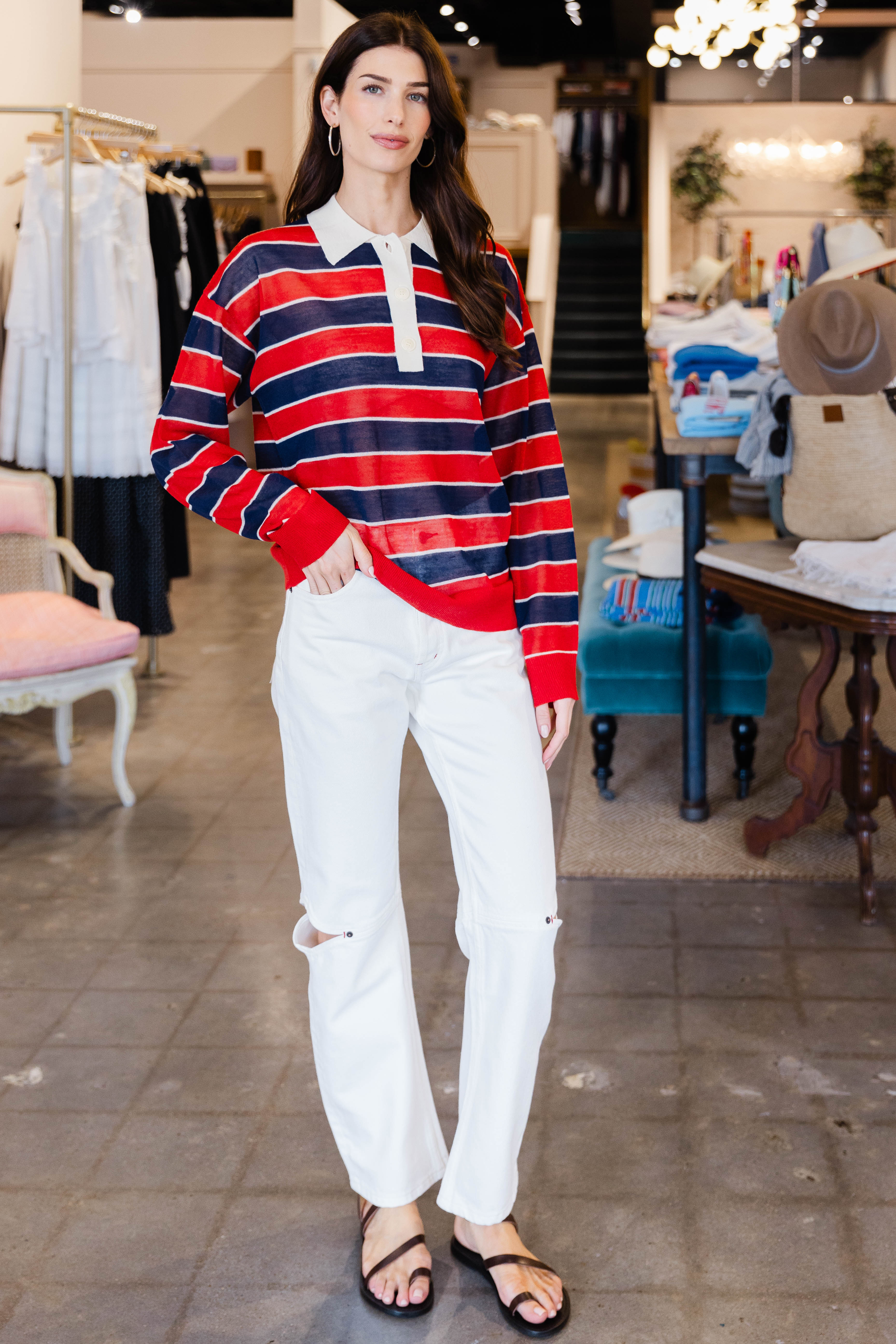 The Biggie Raquette - Red And Navy Stripe